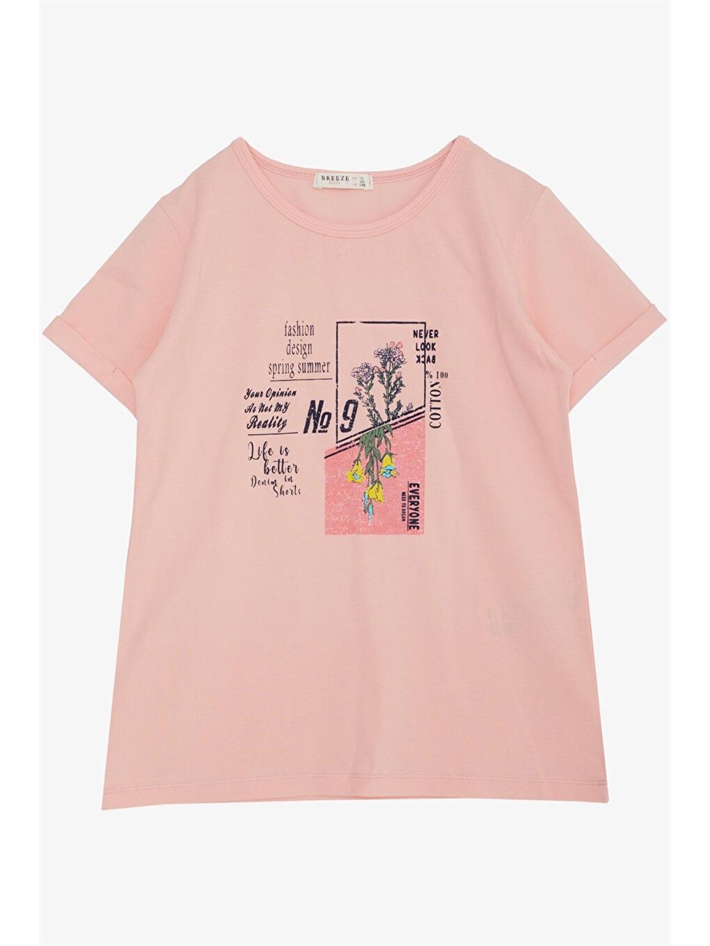 Turuncu Bisiklet Yaka Baskılı Kız Çocuk Tişört