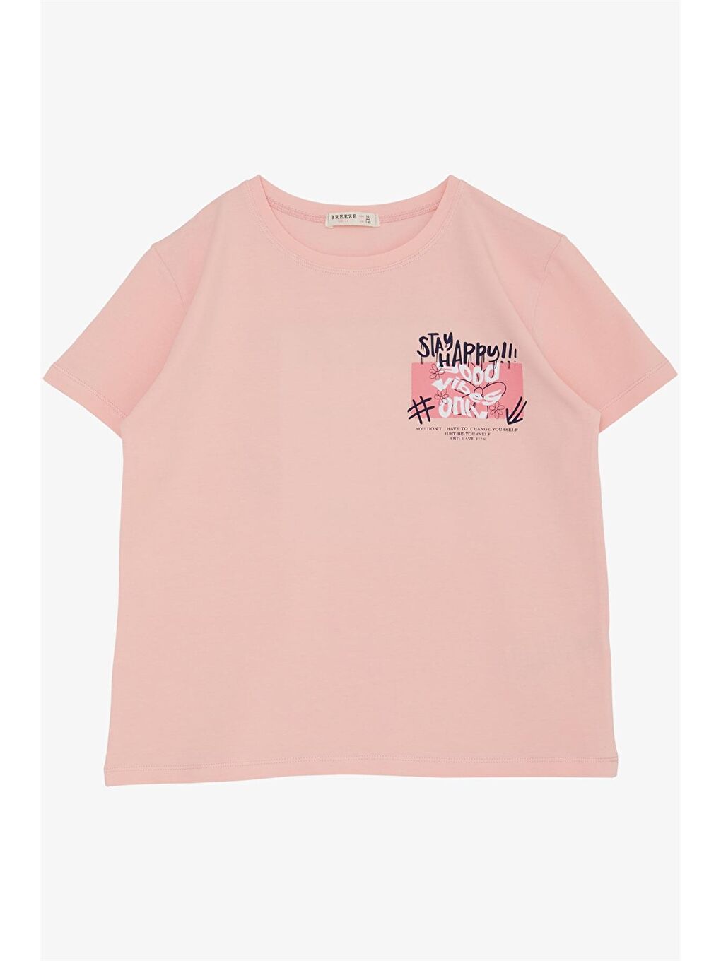 Turuncu Bisiklet Yaka Baskılı Kız Çocuk Tişört