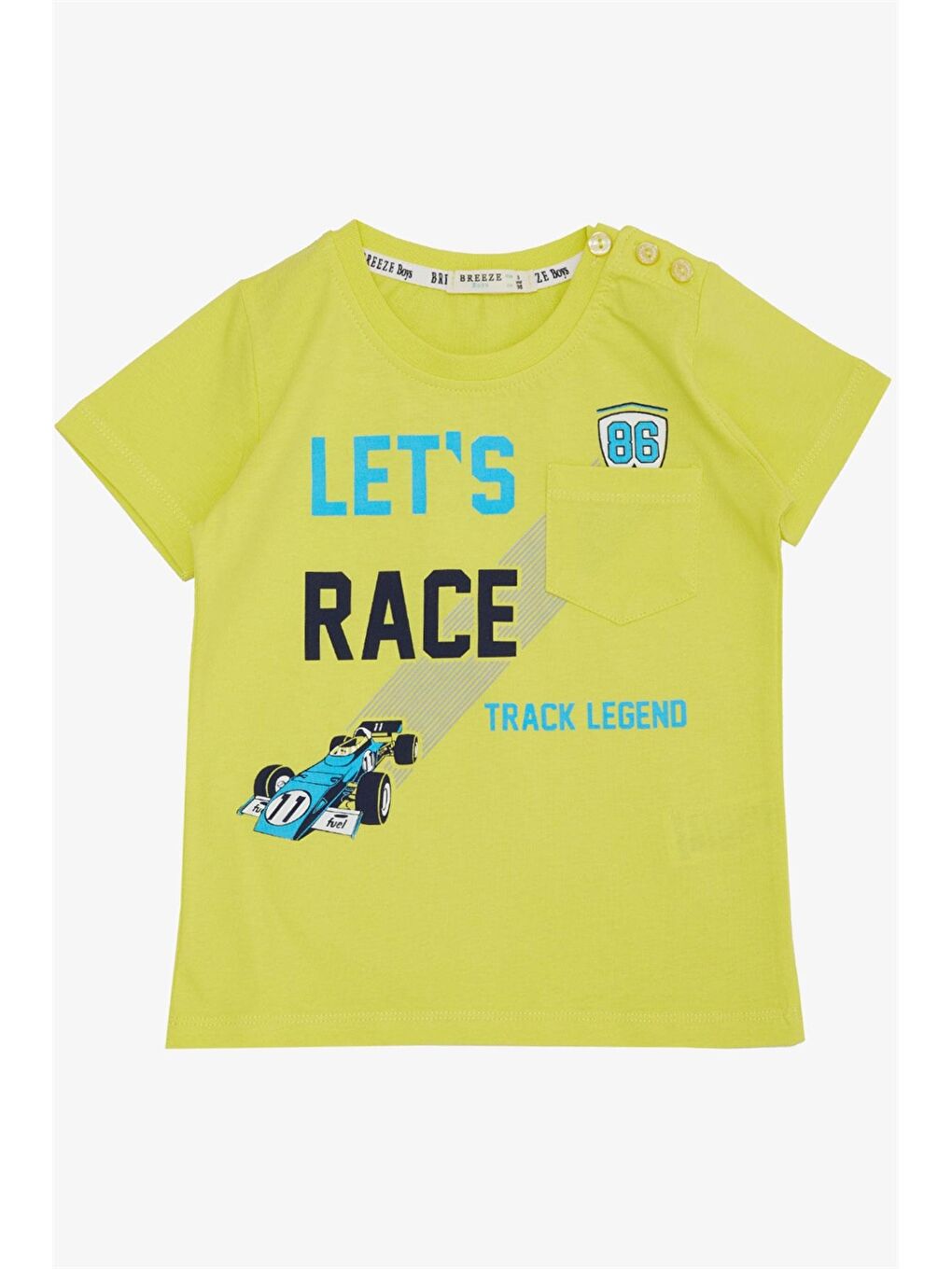 Sarı Bisiklet Yaka Baskılı Erkek Çocuk Tişört