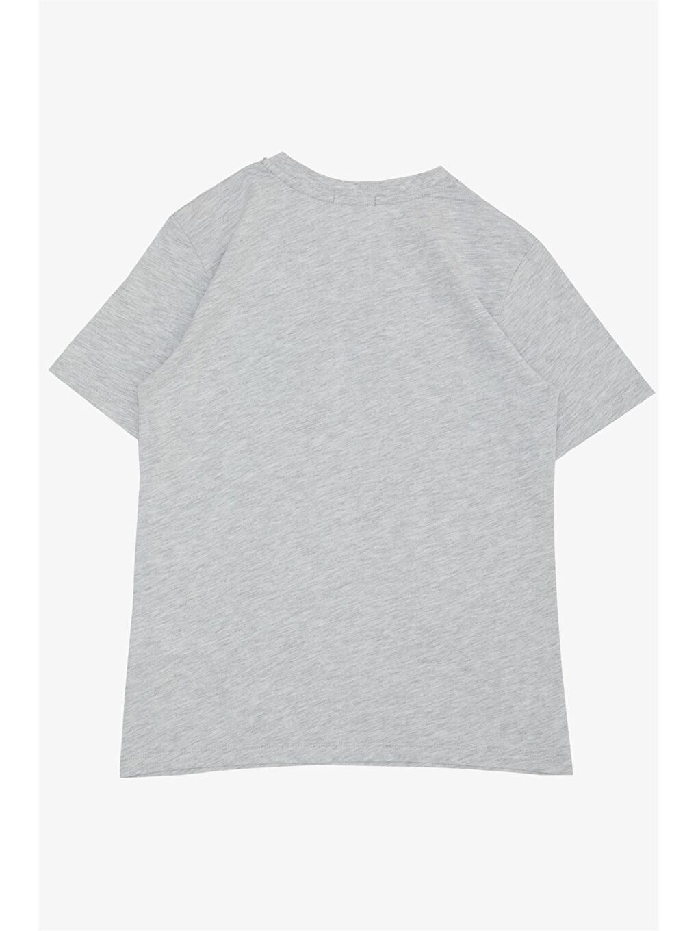 Gri Bisiklet Yaka Baskılı Erkek Çocuk Tişört-1