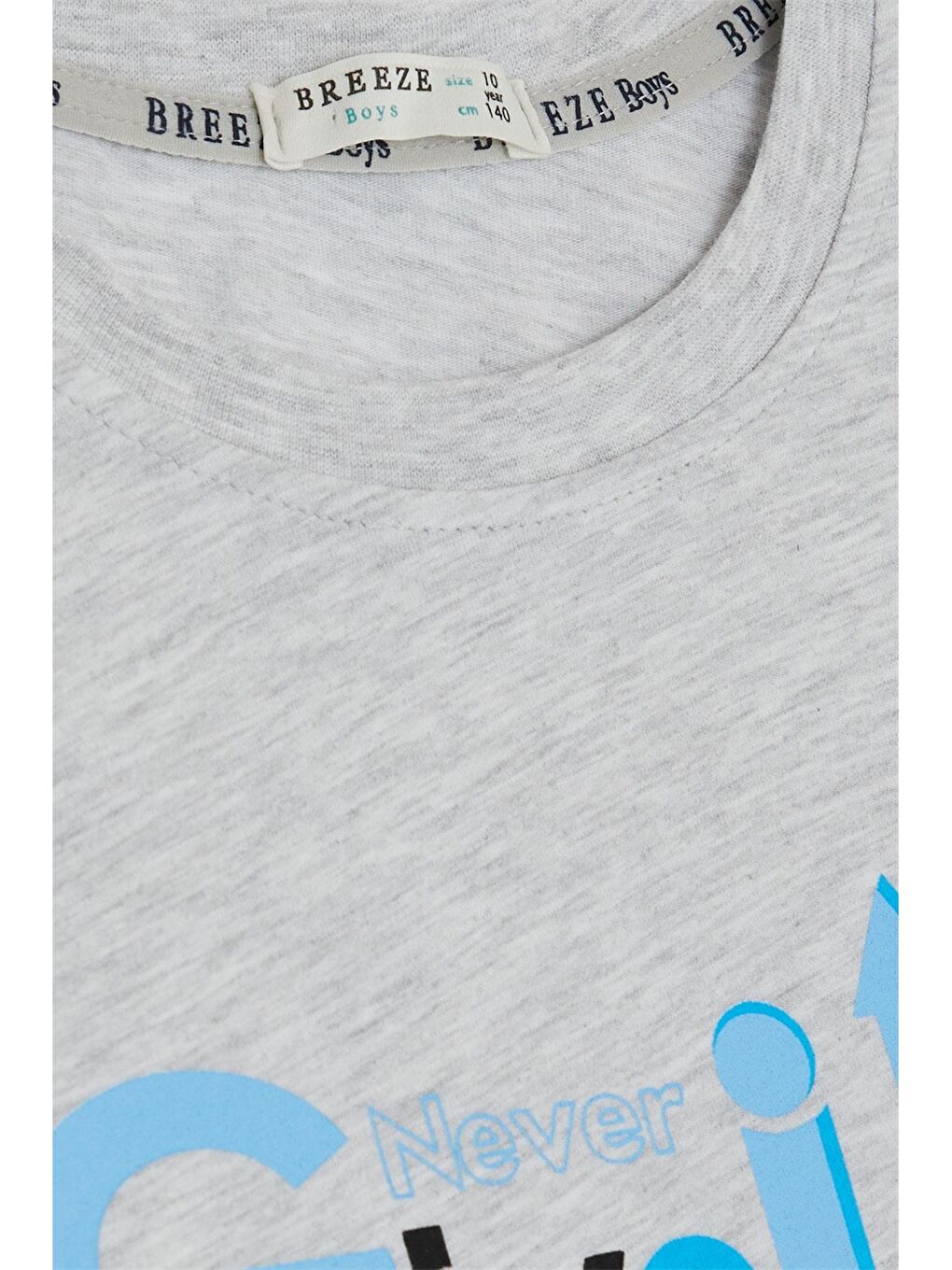 Gri Bisiklet Yaka Baskılı Erkek Çocuk Tişört-2