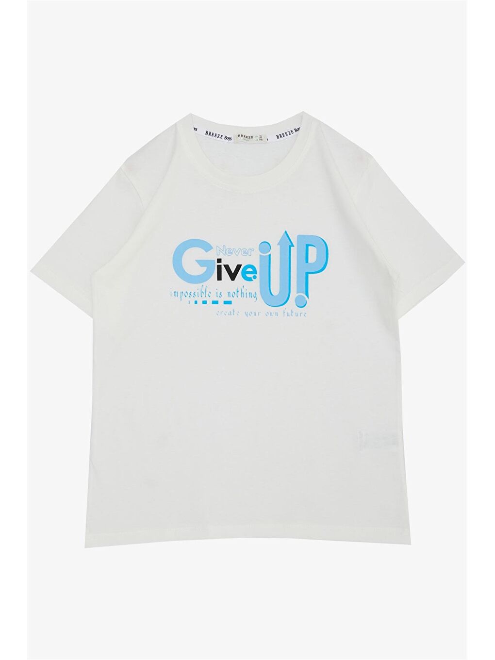 Ekru Bisiklet Yaka Baskılı Erkek Çocuk Tişört