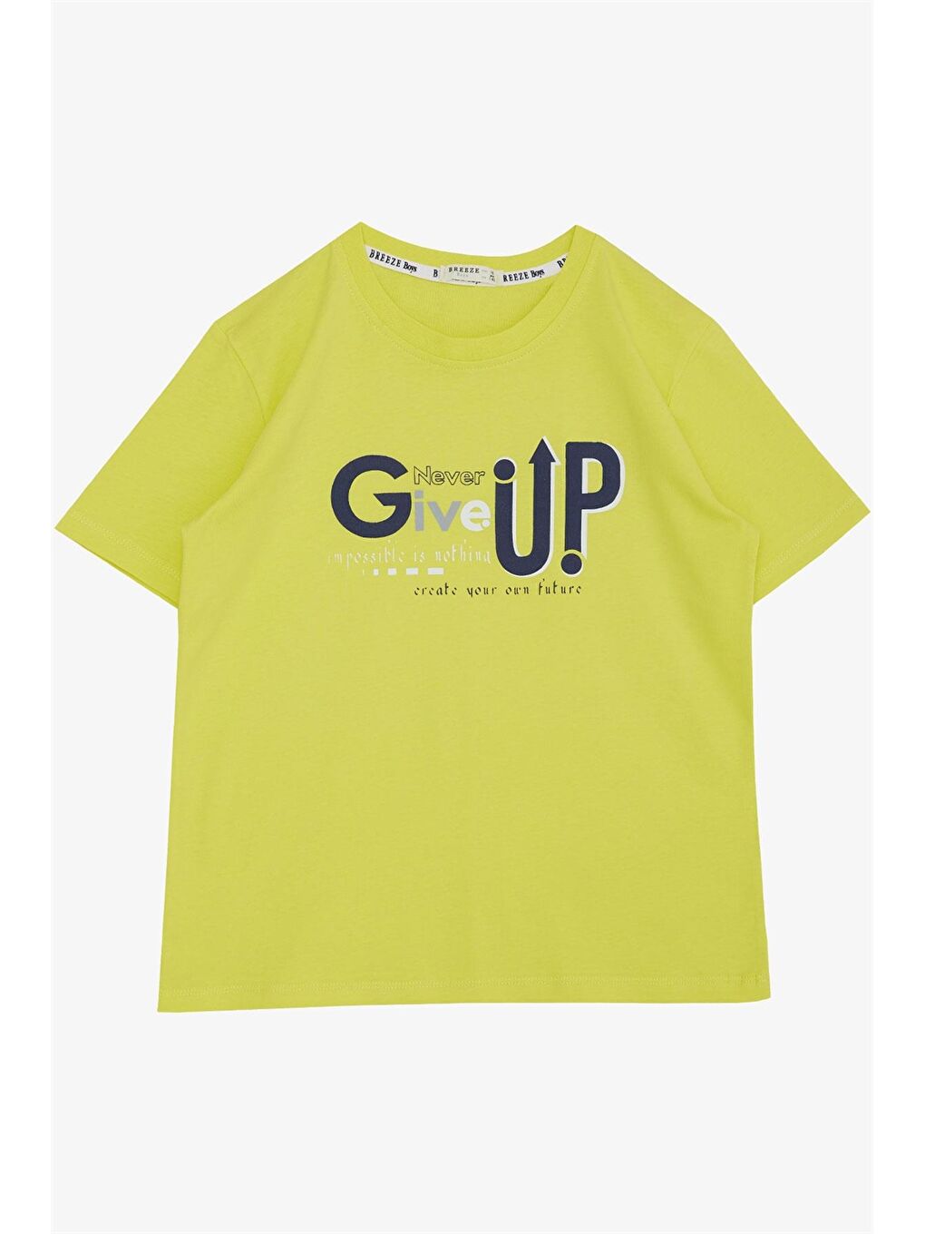 Sarı Bisiklet Yaka Baskılı Erkek Çocuk Tişört