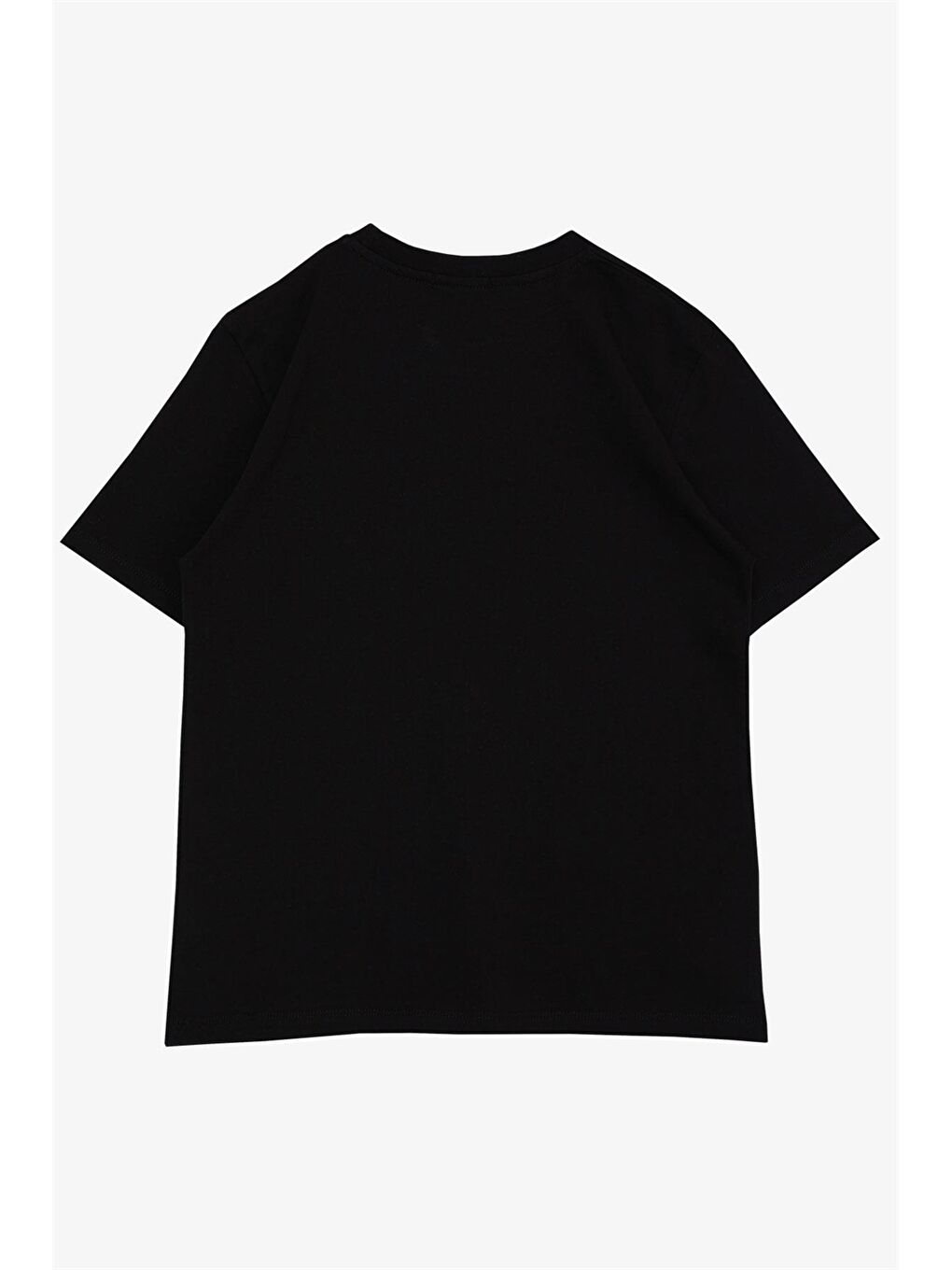 Siyah Bisiklet Yaka Baskılı Erkek Çocuk Tişört-1