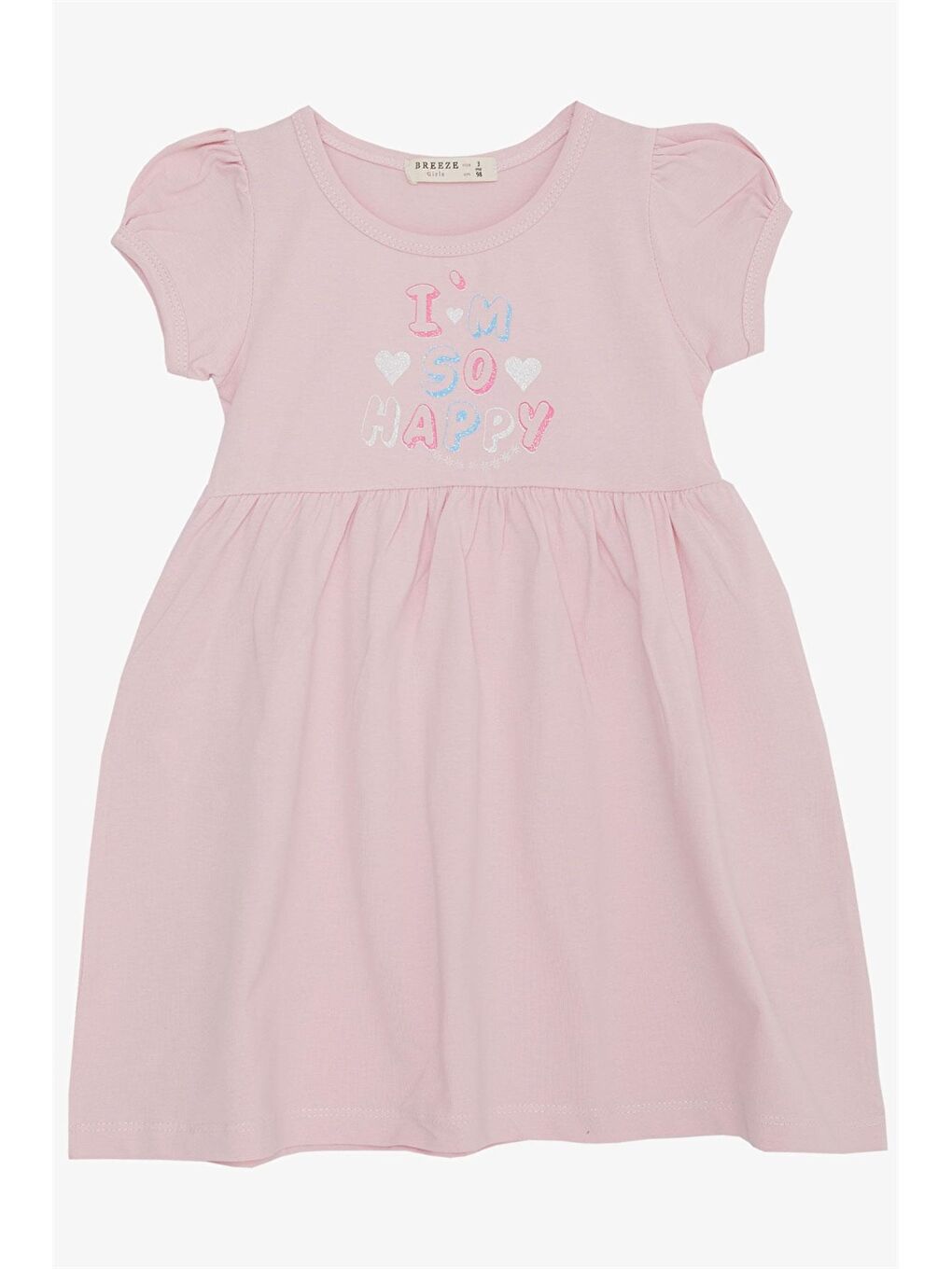Pembe Bisiklet Yaka Baskılı Kız Çocuk Elbise