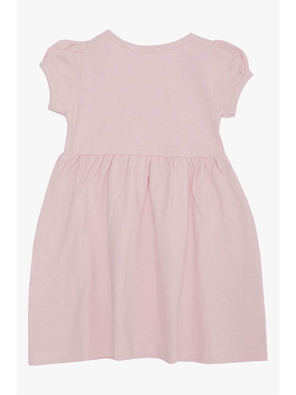 Pembe Bisiklet Yaka Baskılı Kız Çocuk Elbise-1