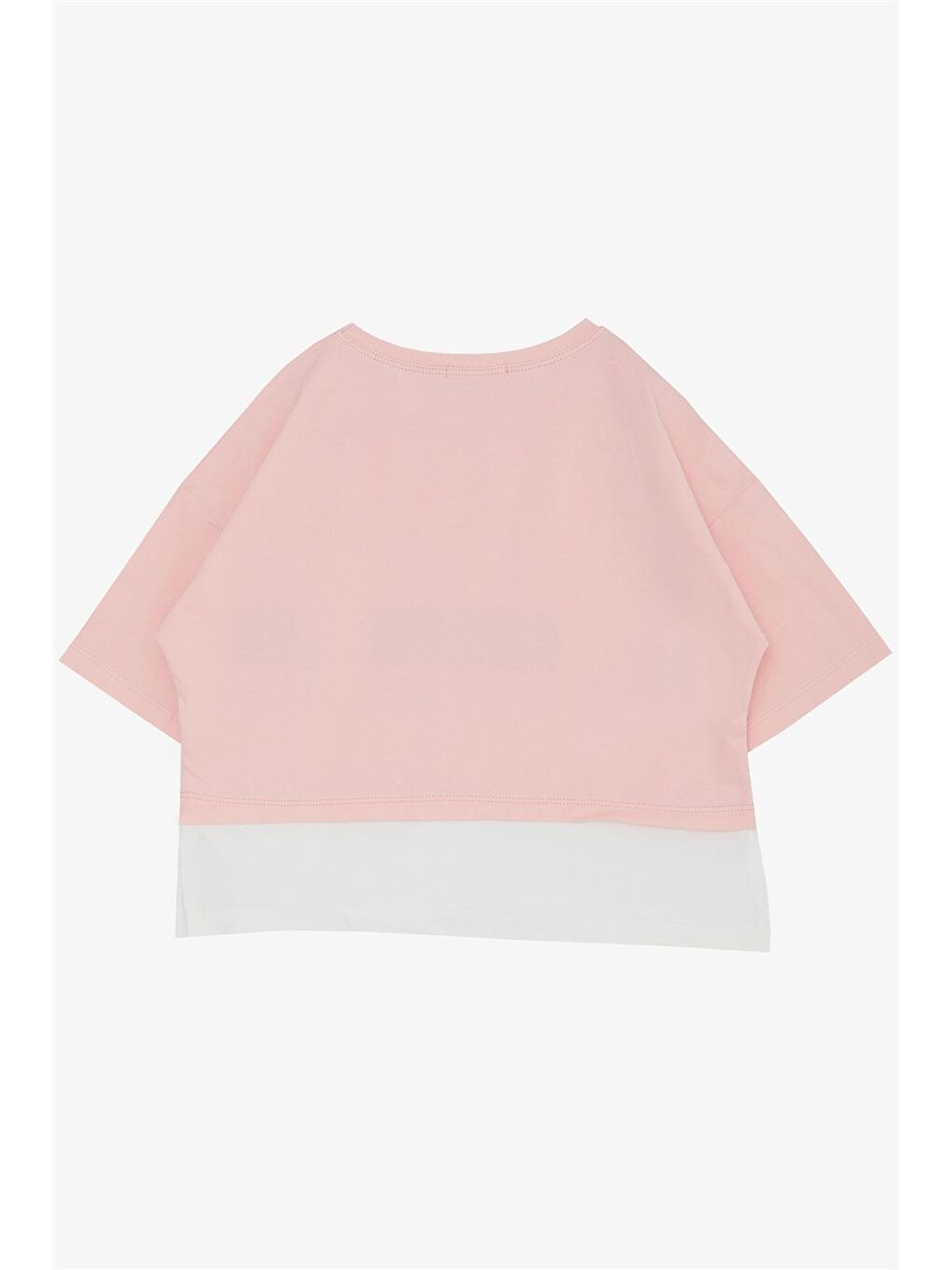 Pembe Bisiklet Yaka Kız Çocuk Tişört-1