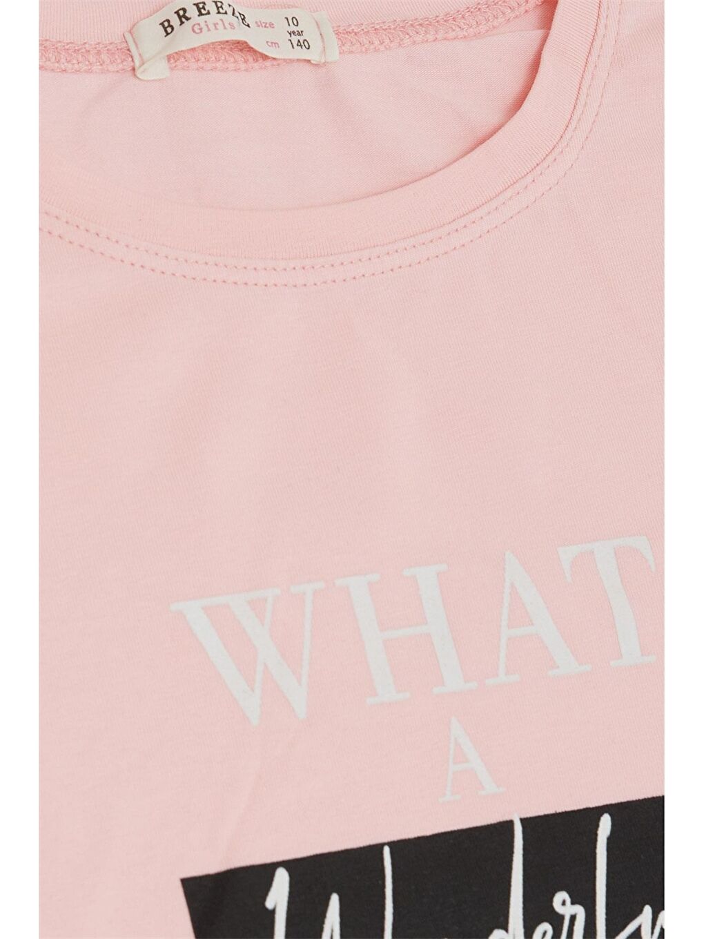 Pembe Bisiklet Yaka Kız Çocuk Tişört-2