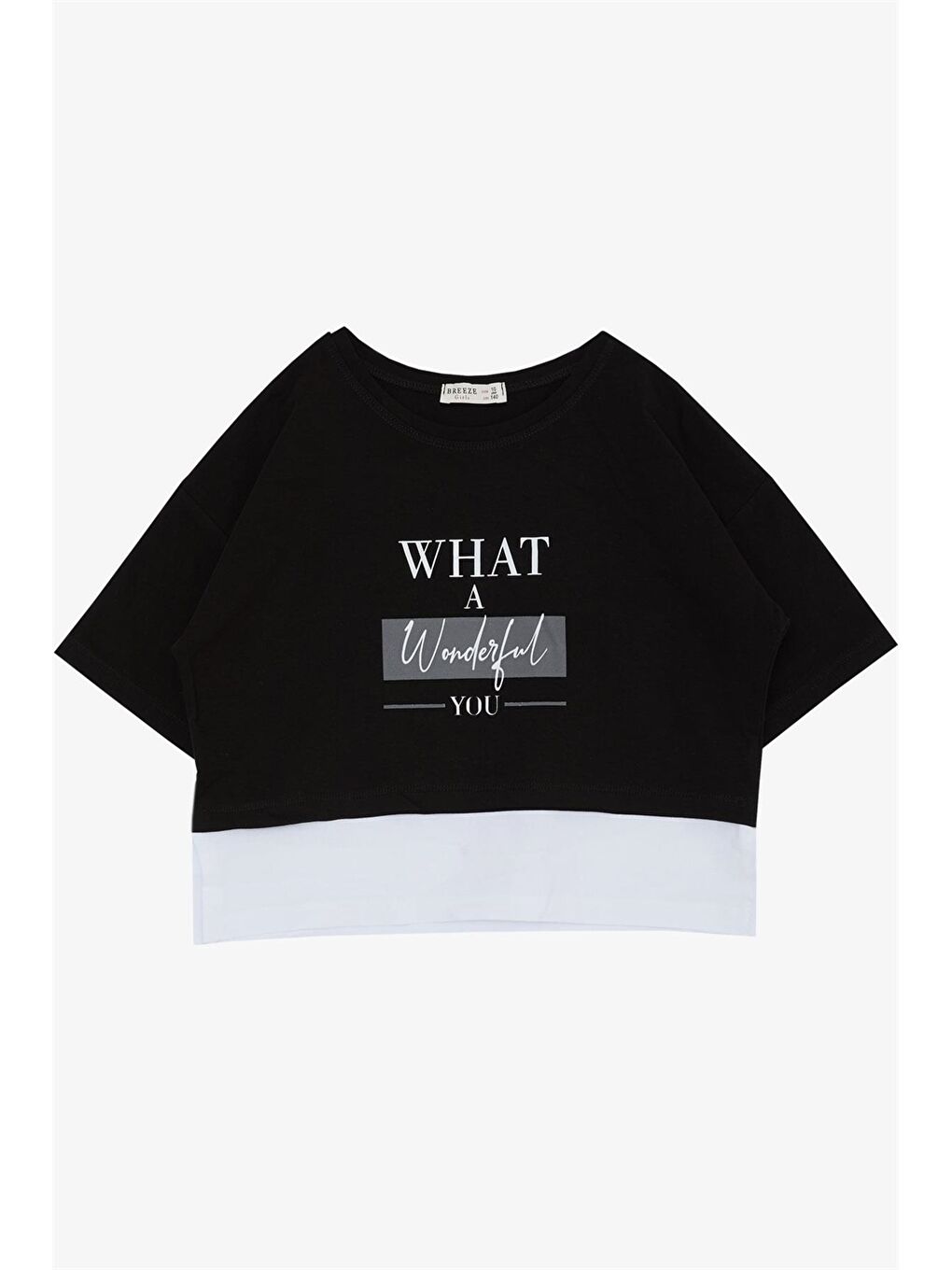 Siyah Bisiklet Yaka Kız Çocuk Tişört