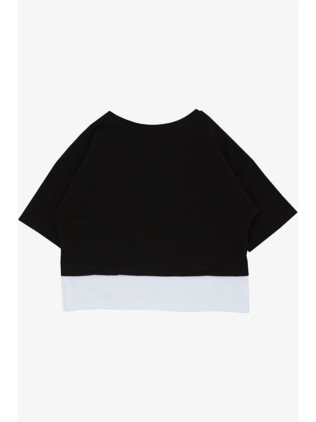 Siyah Bisiklet Yaka Kız Çocuk Tişört-1