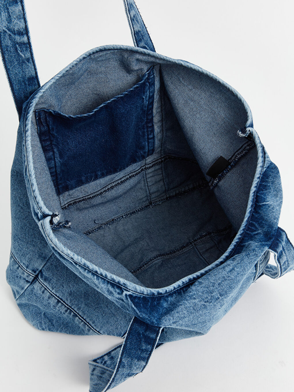 İndigo Denim Askılı Kol Çantası-5