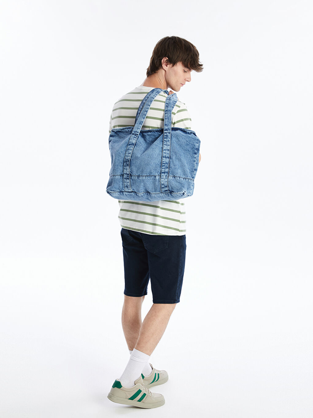 İndigo Denim Askılı Kol Çantası-1