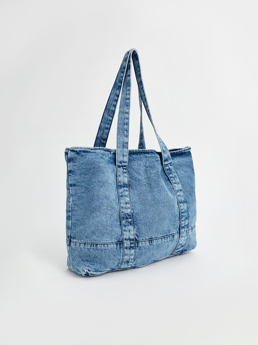 İndigo Denim Askılı Kol Çantası-2