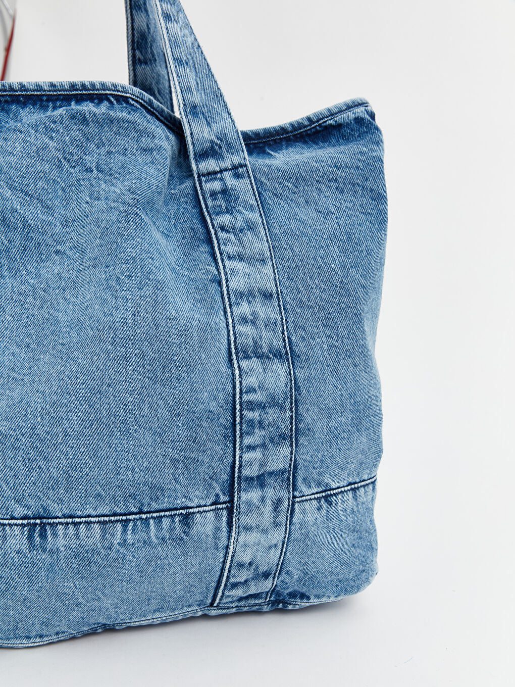 İndigo Denim Askılı Kol Çantası-3