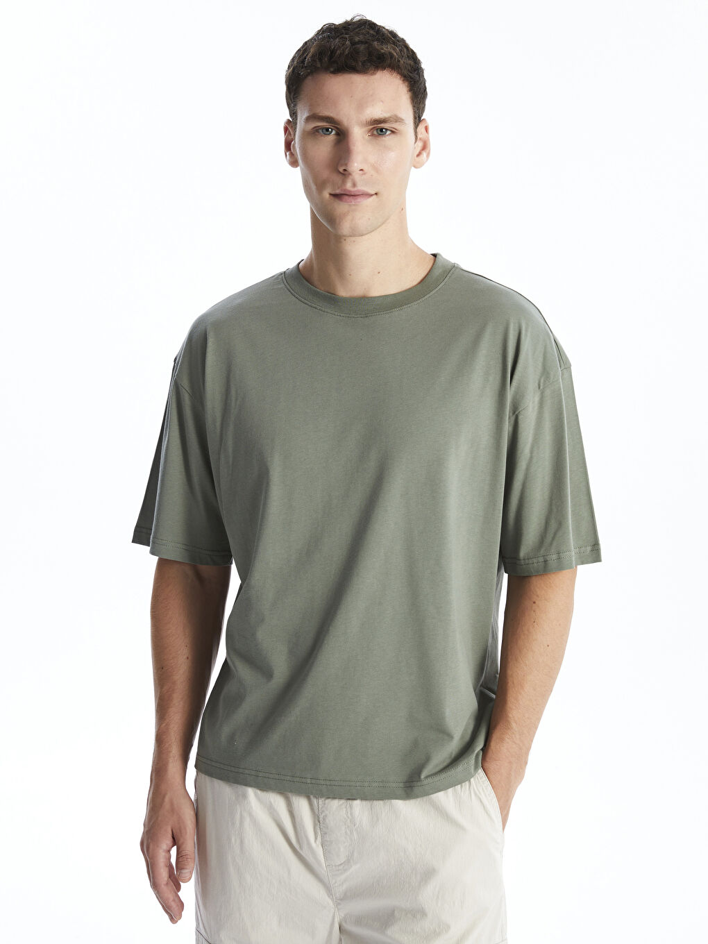 Crew Neck Short Sleeve Combed Cotton Men's T-shirt -S4O729Z8-YRC