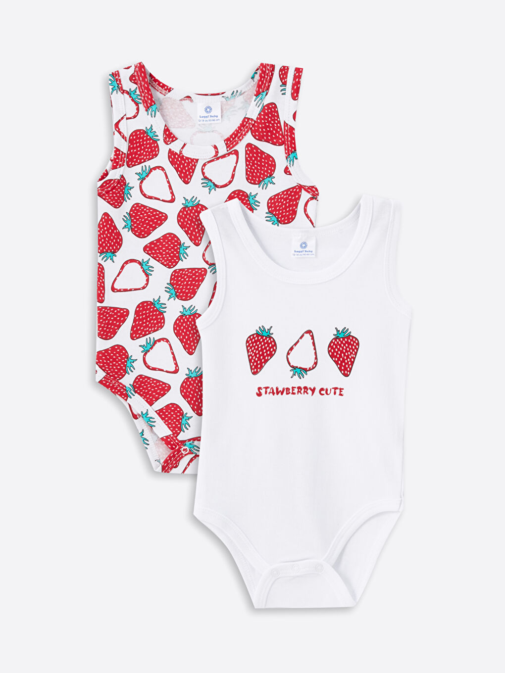 Luggi Baby Kirmizi Bisiklet Yaka Çilek Desenli Kız Bebek Çıtçıtlı Body 2'li