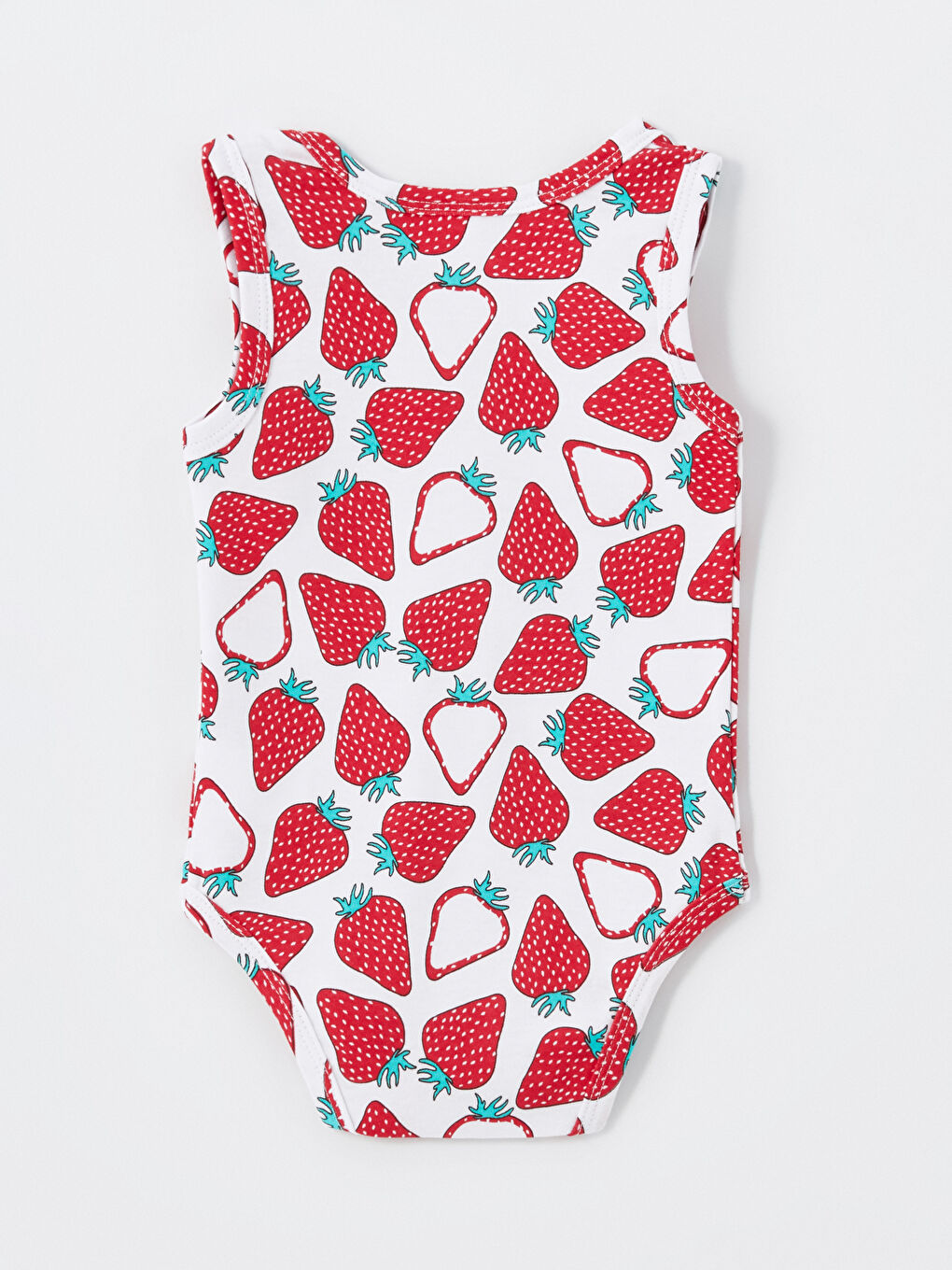 Luggi Baby Kirmizi Bisiklet Yaka Çilek Desenli Kız Bebek Çıtçıtlı Body 2'li - 3