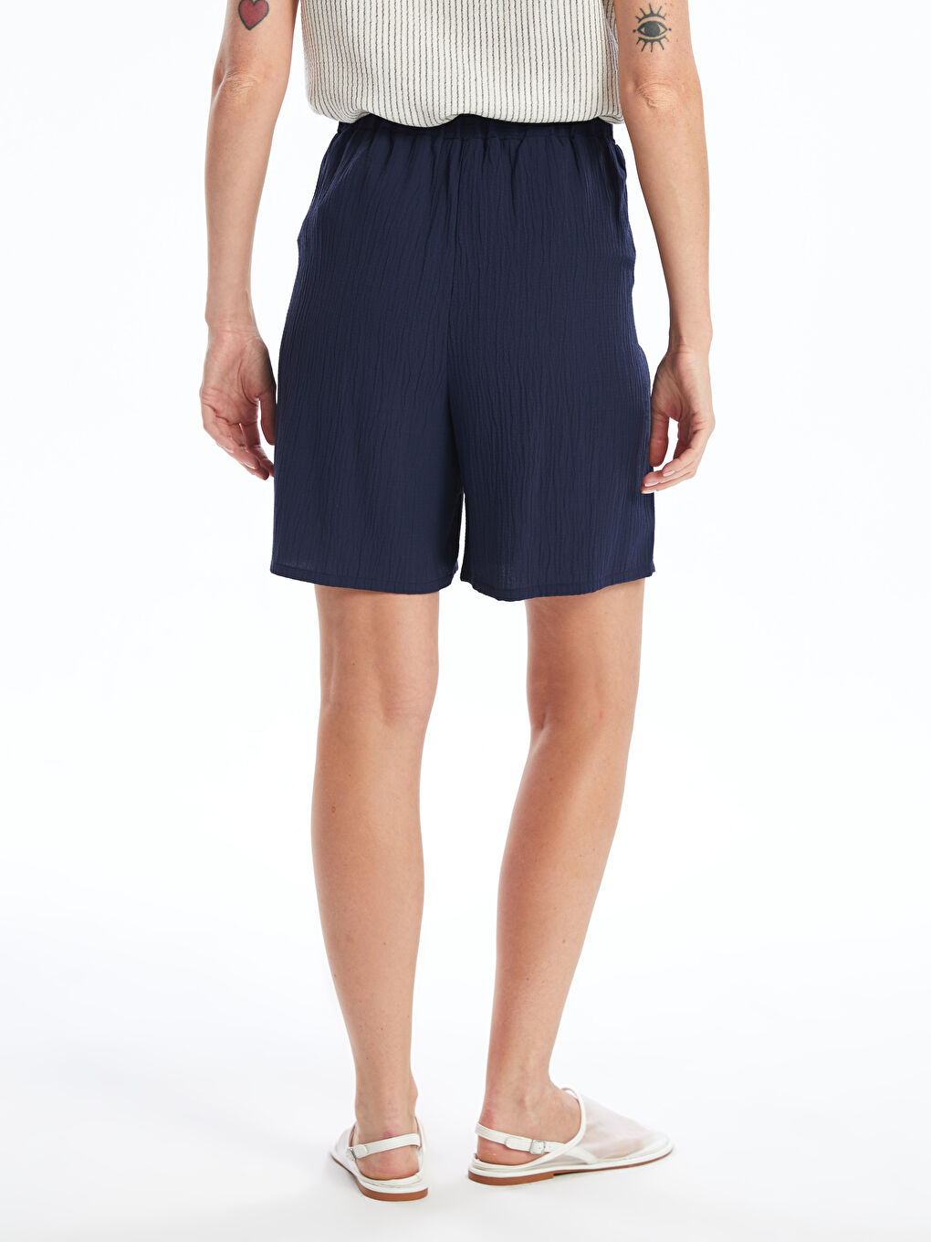 Women's Elastic Waist Regular Shorts -S4O768Z8-E1J