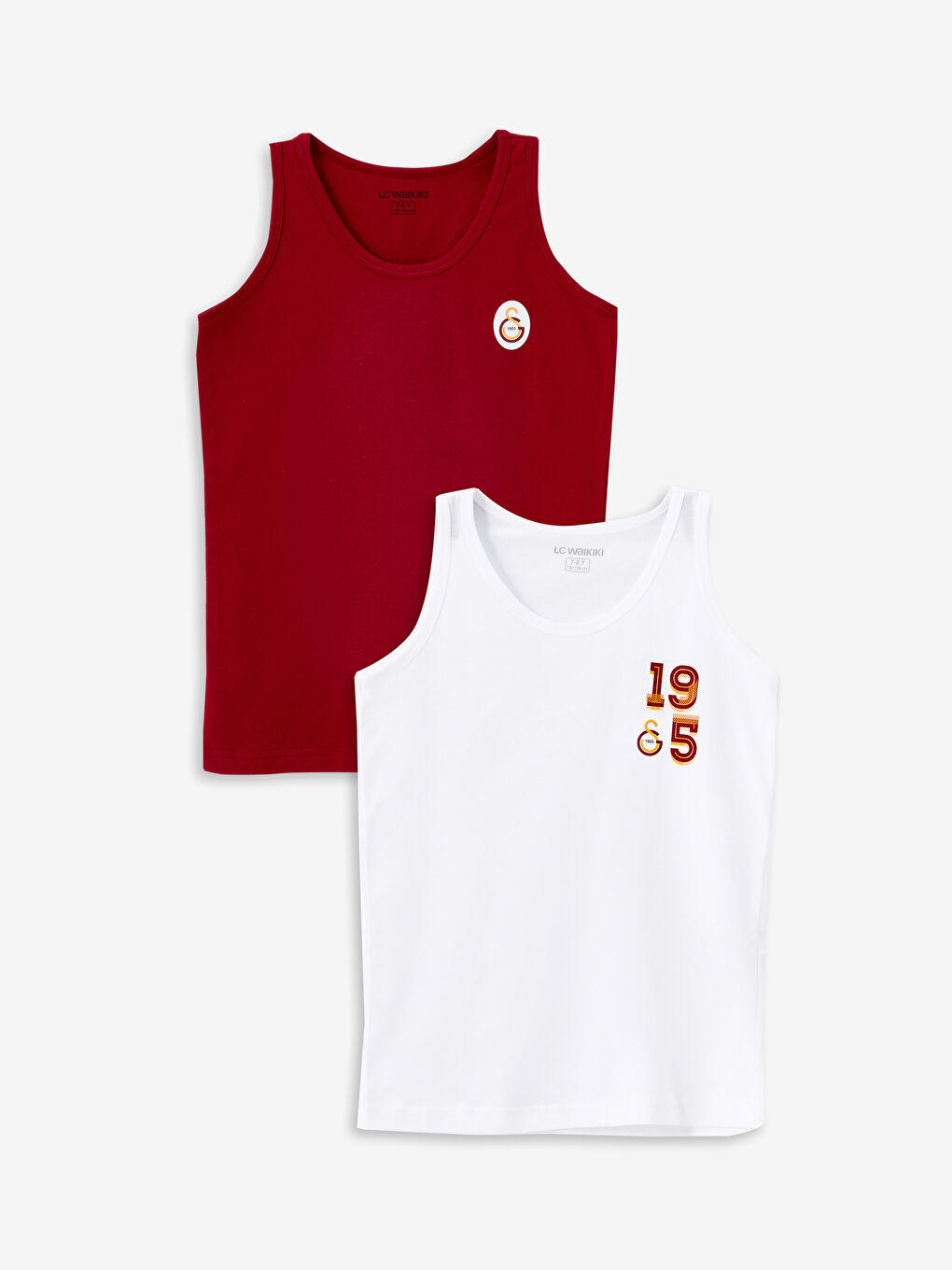 Beyaz Bisiklet Yaka Galatasaray Baskılı Erkek Çocuk Atlet 2'li