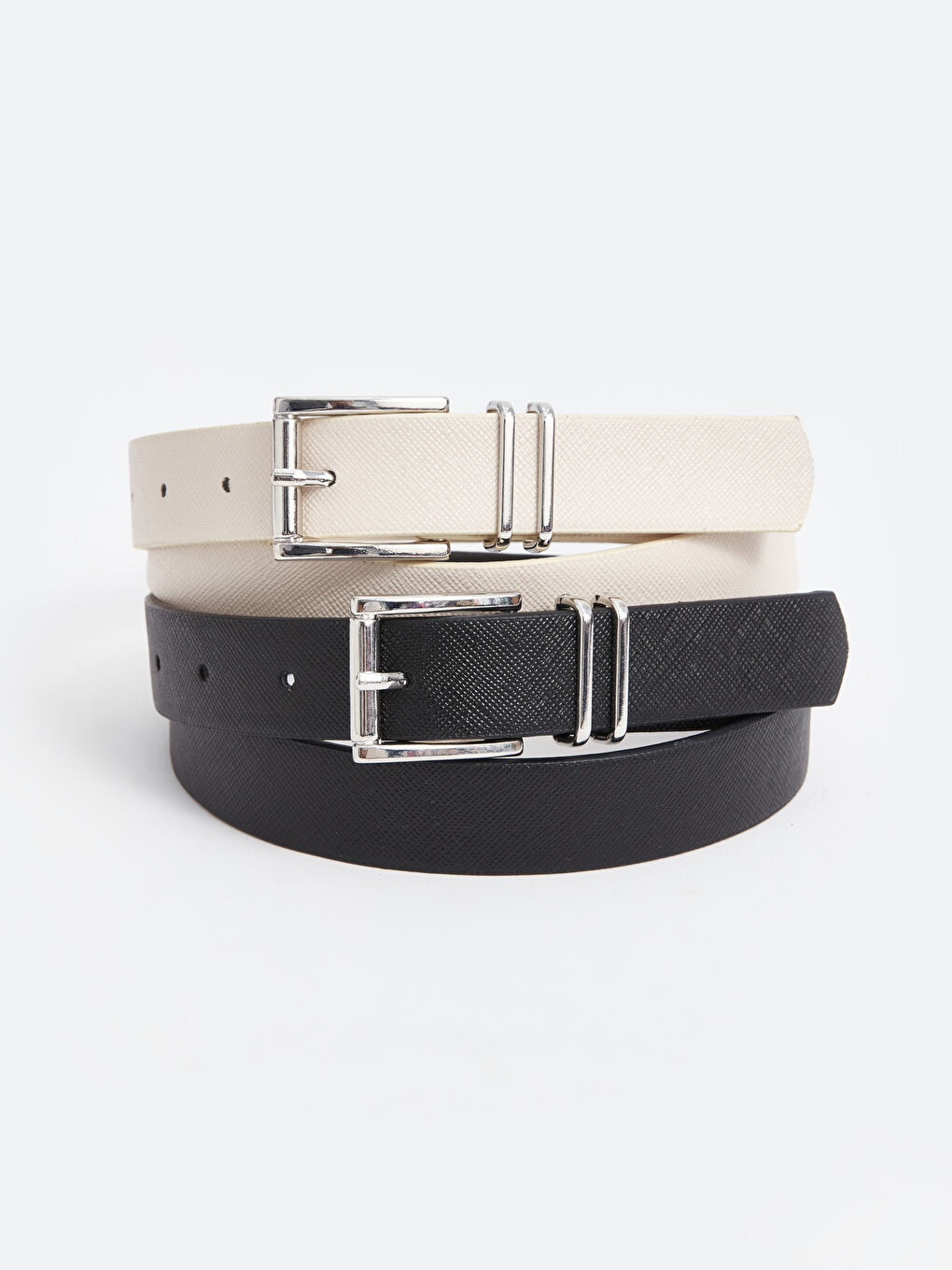 Siyah Deri Görünümlü Kadın Kemer 2'li