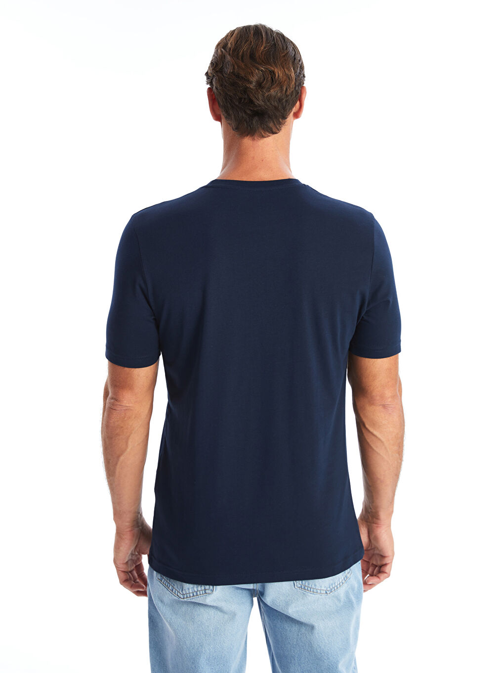 მრგვალი საყელო მოკლე სახელო ნაბეჭდი კომბინირებული ბამბის მამაკაცის მაისური-3