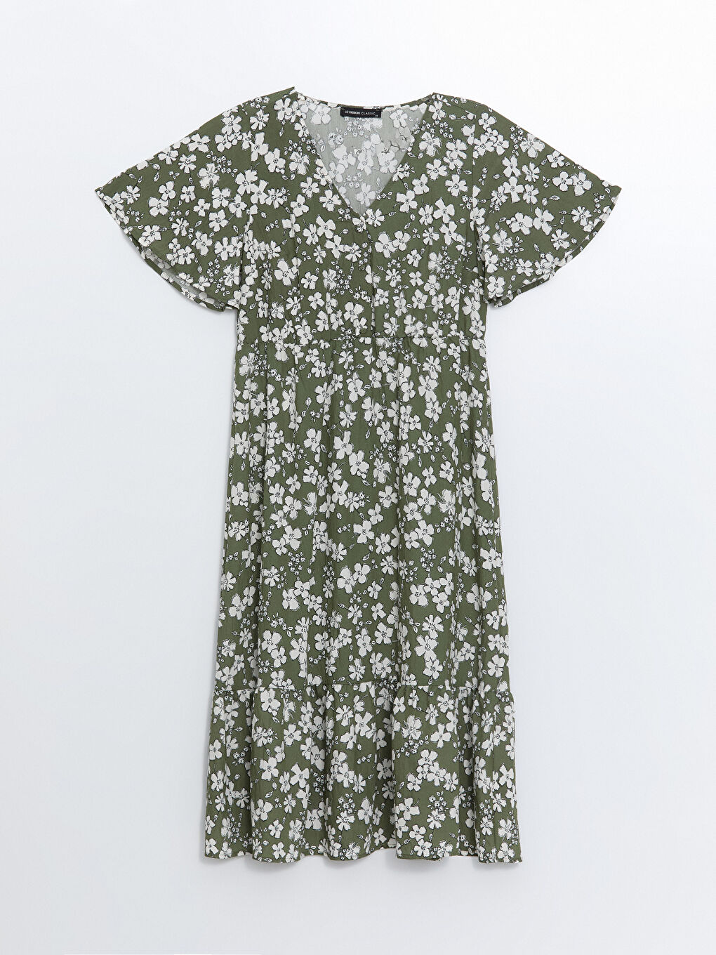 V Neck Flower Short Sleeve Women's Dress -S4O796Z8-LRR