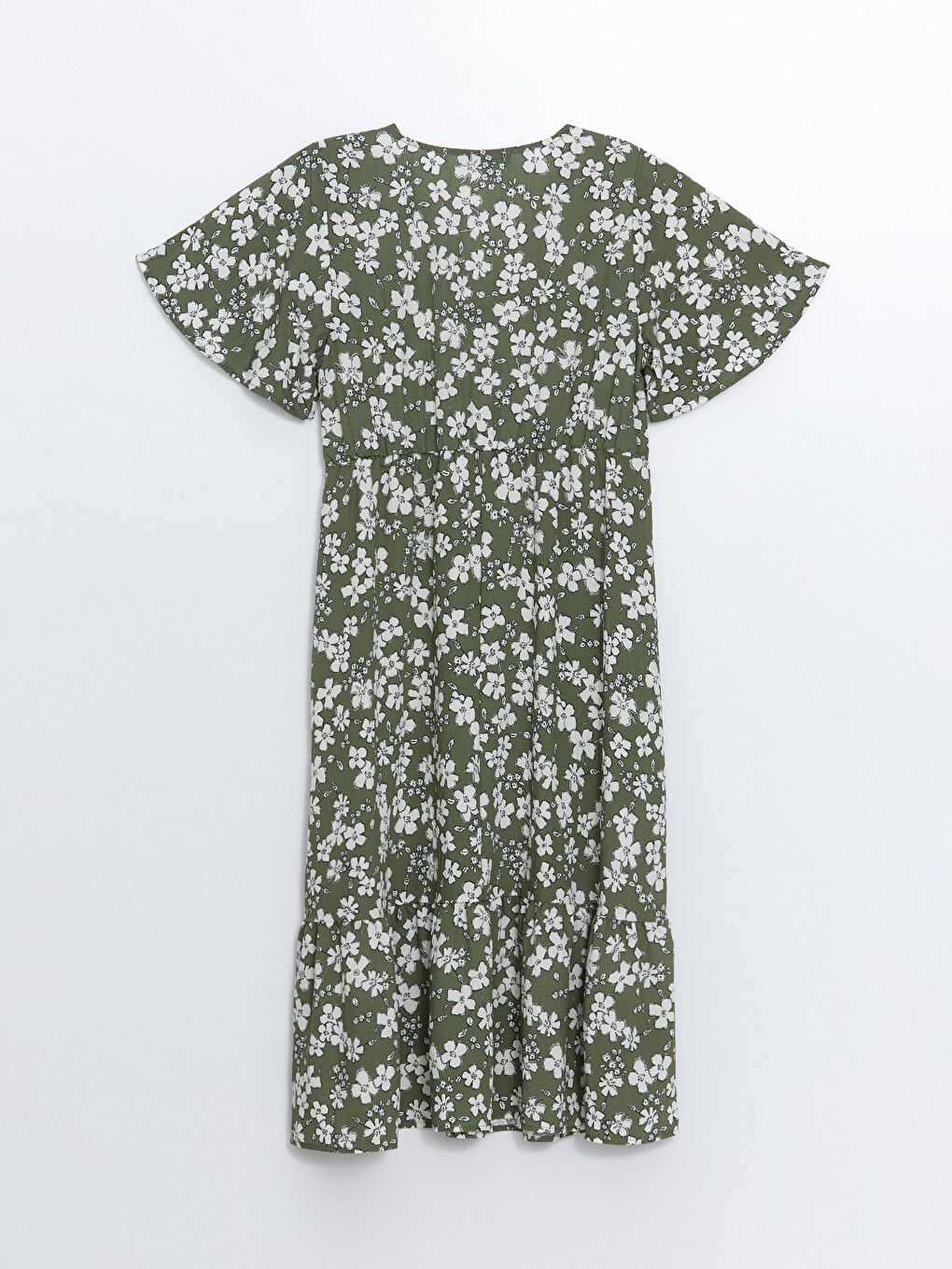 V Neck Flower Short Sleeve Women's Dress -S4O796Z8-LRR