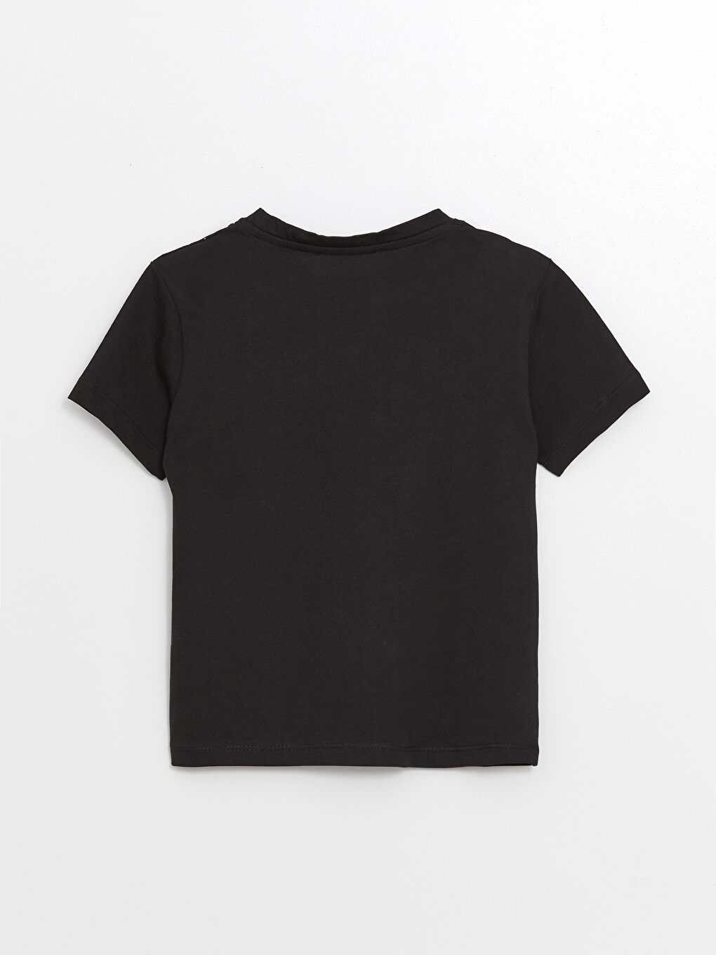 Siyah Bisiklet Yaka Baskılı Erkek Çocuk Tişört-1