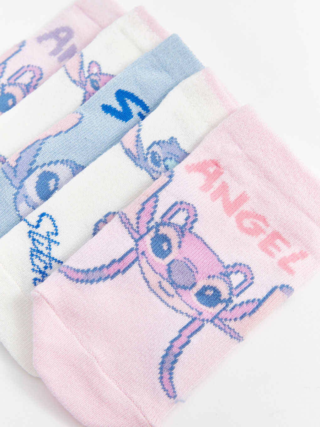 Pembe Lilo ve Stitch Desenli Kız Çocuk Patik Çorap 5'li-3