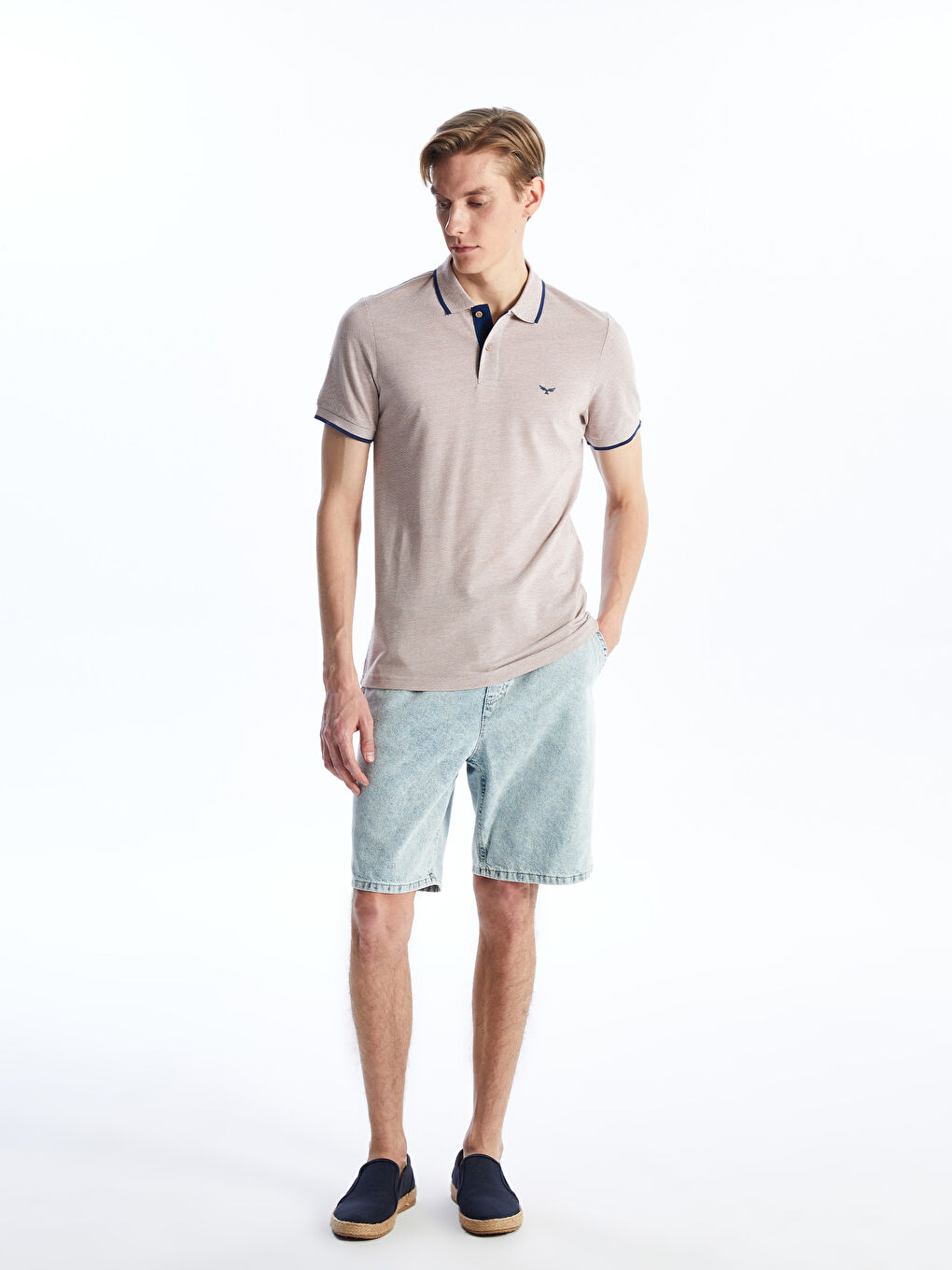 Polo Neck Short Sleeve Embroidered Men's T-Shirt-5