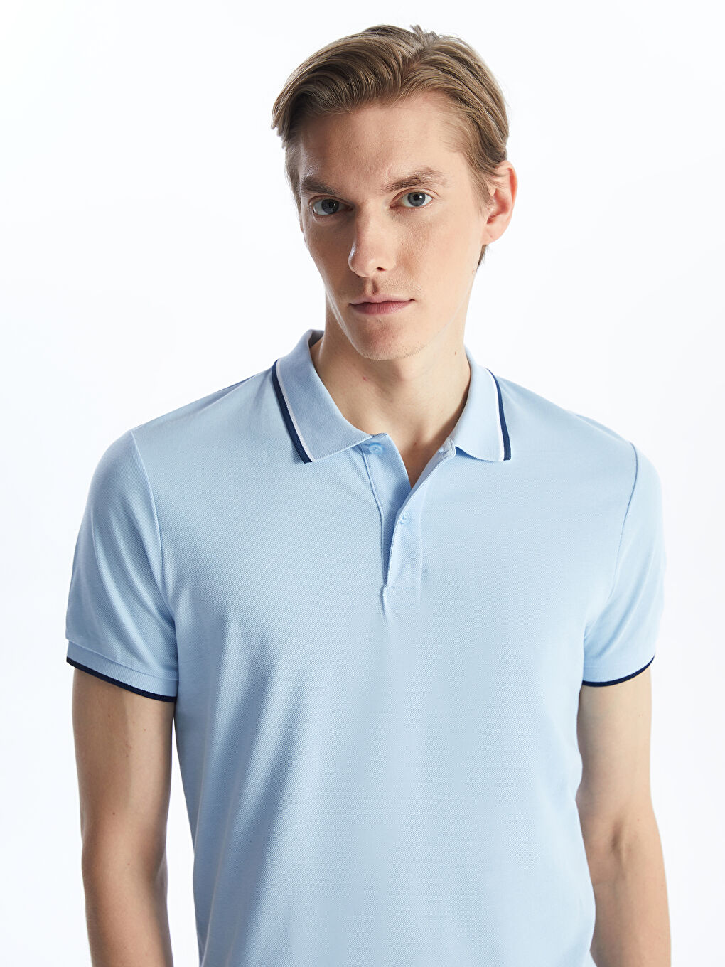 Поло яка Къс ръкав Пике Тениска за мъже