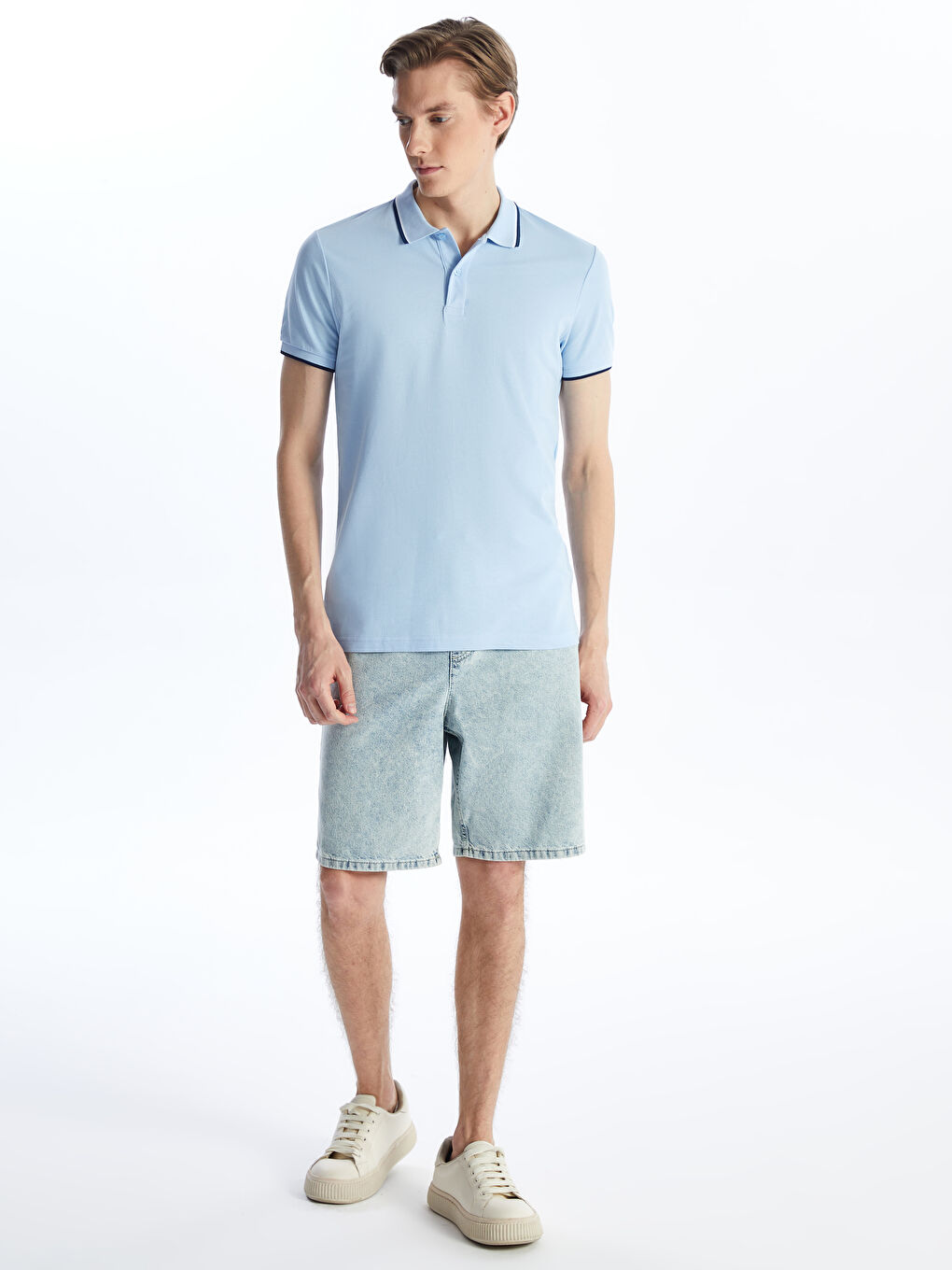 Поло яка Къс ръкав Пике Тениска за мъже-2