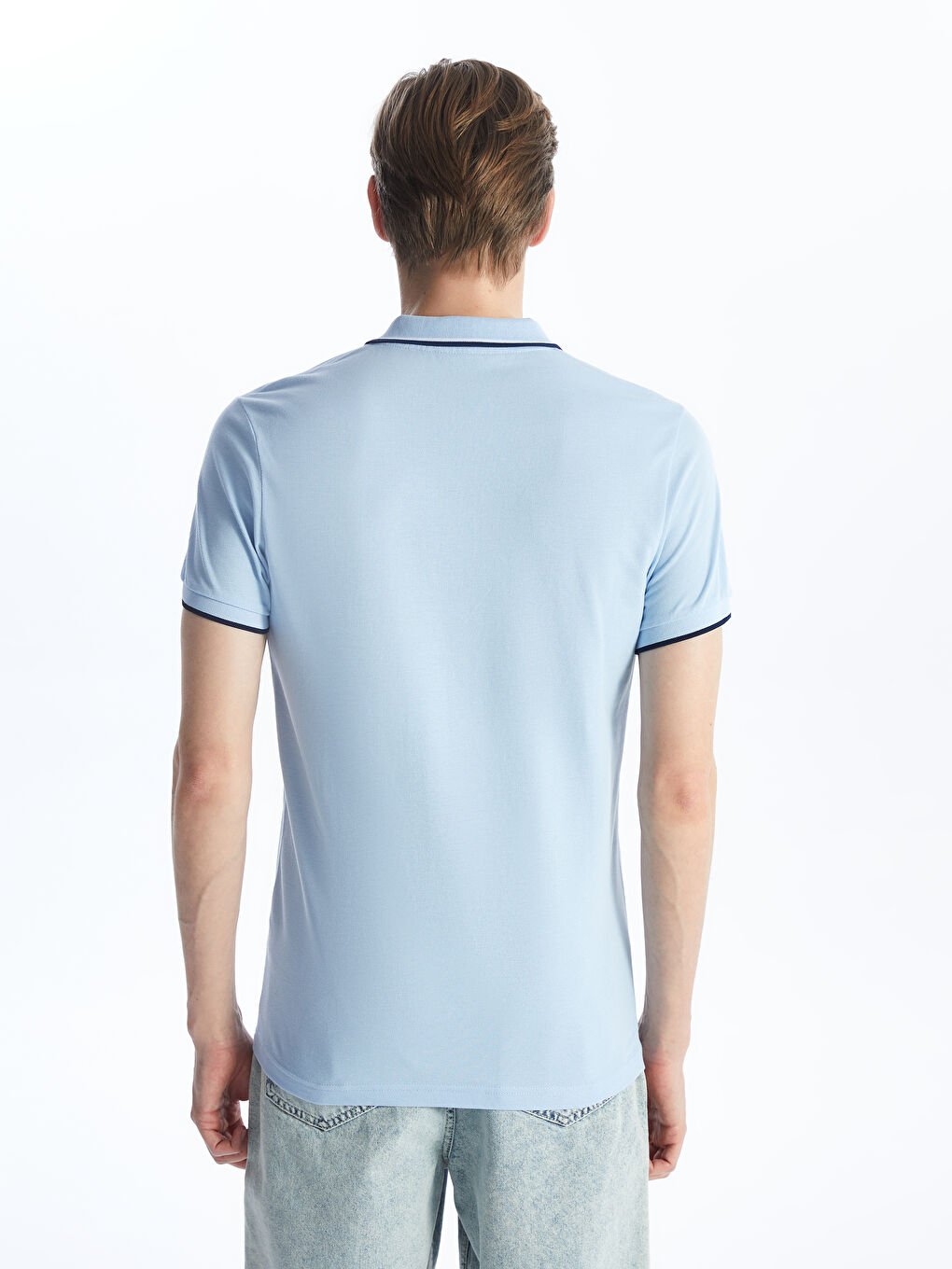 Поло яка Къс ръкав Пике Тениска за мъже-4