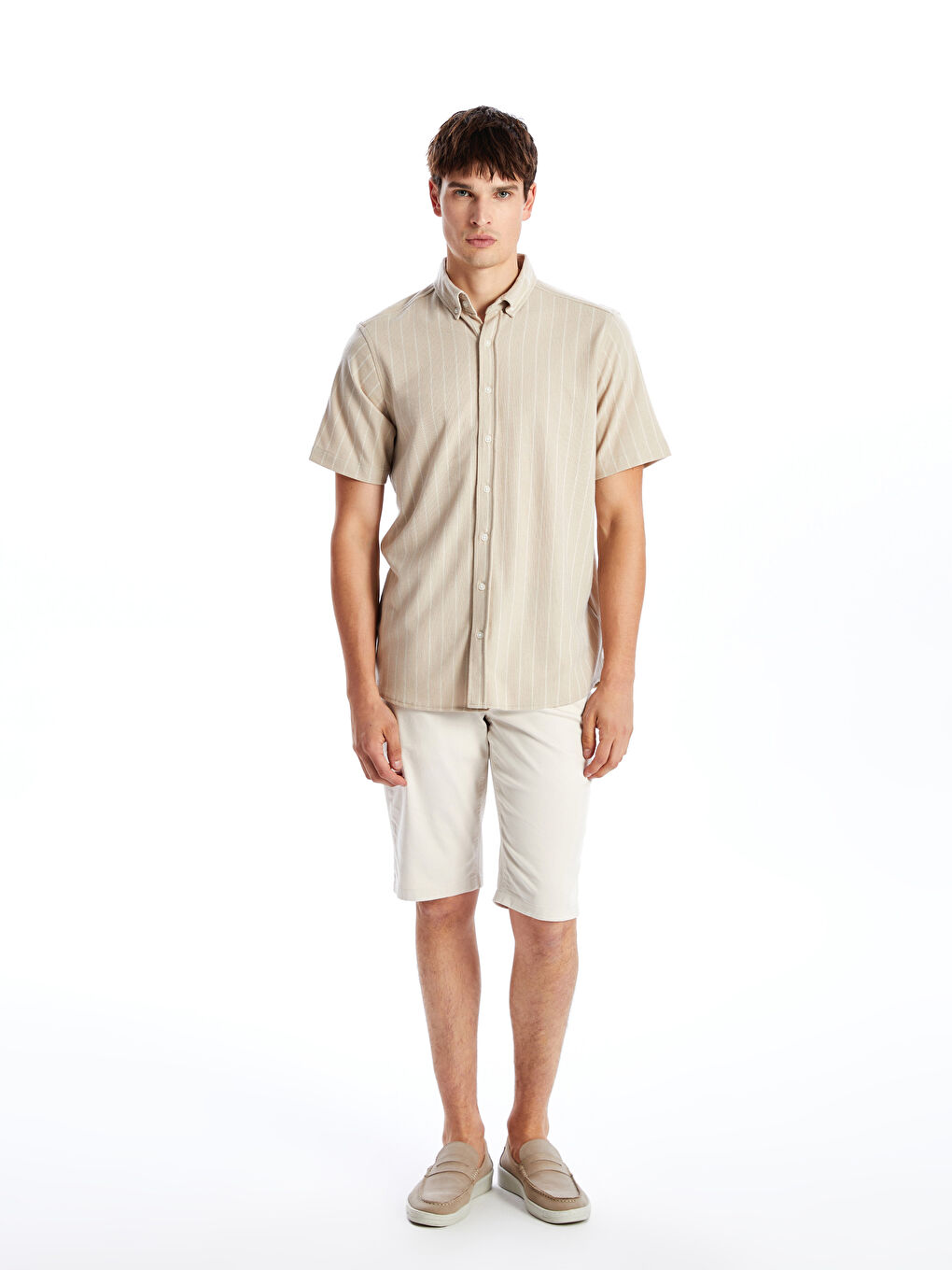Regular Fit Short Sleeve Striped Men's Shirt -S4O860Z8-LE8