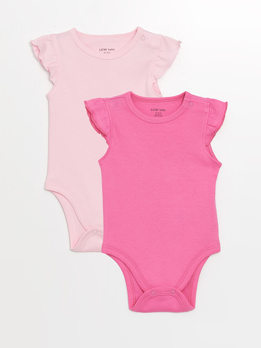 LCW baby Pembe Bisiklet Yaka Basic Kız Bebek Çıtçıtlı Body 2'li