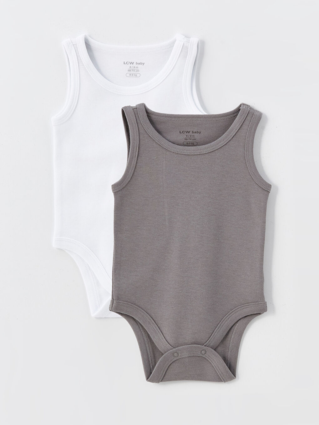 LCW baby Krem Rengi Bisiklet Yaka Basic Erkek Bebek Çıtçıtlı Body 2'li