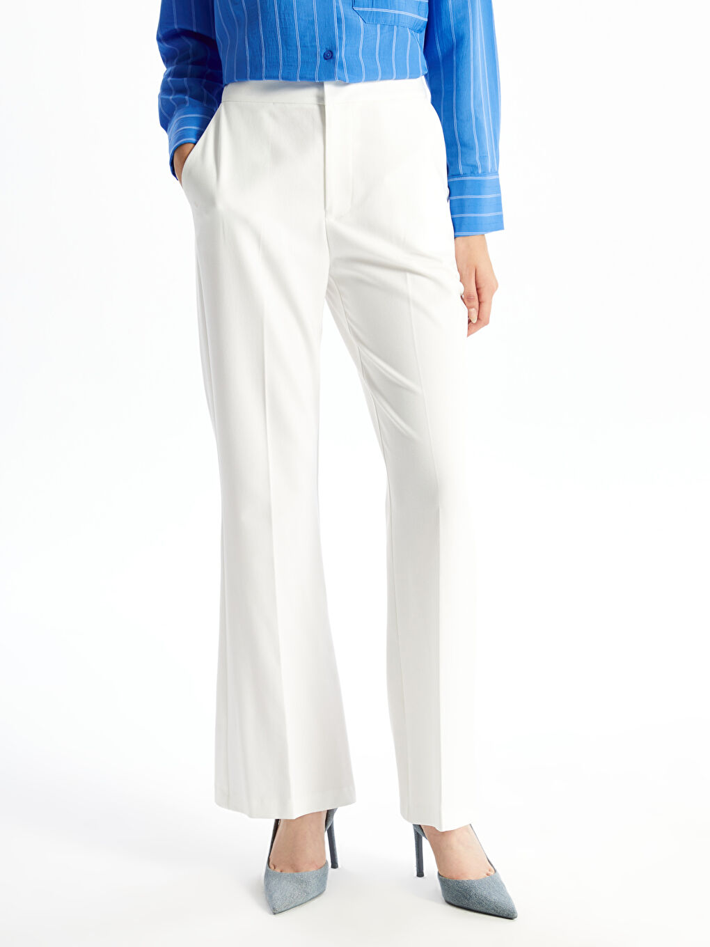 Standard Fit Straight Flared Women's Trousers -S4O880Z8-J5E