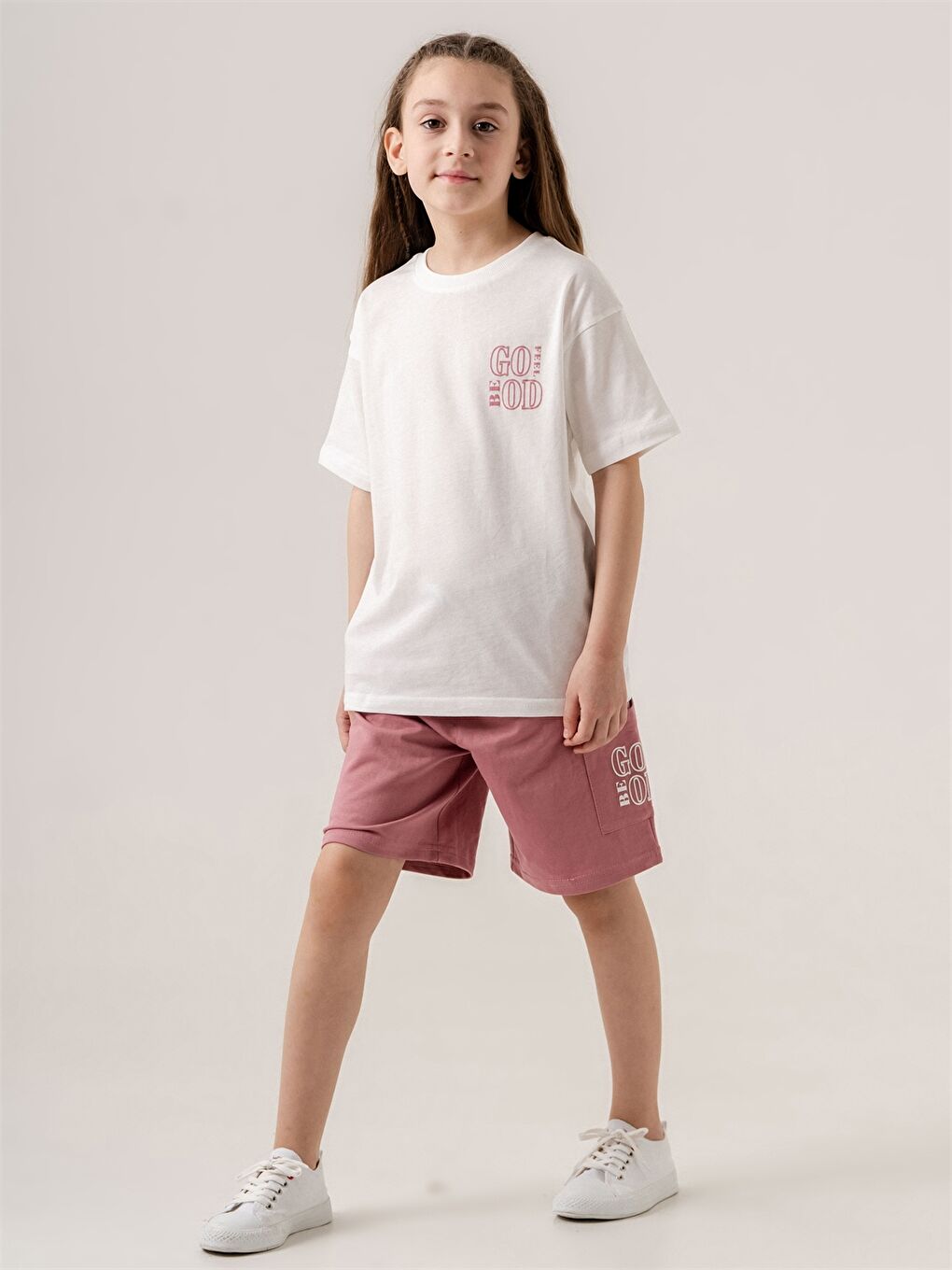 Pembe Bisiklet Yaka Baskılı Kız Çocuk Tişört ve Şort 2'li Takım-2