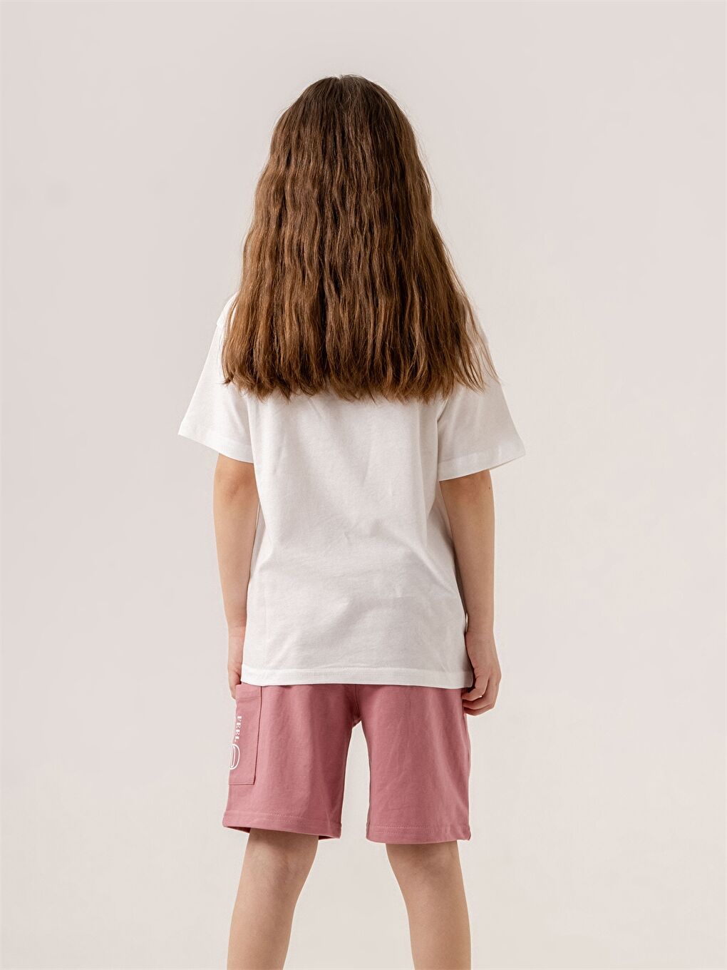 Pembe Bisiklet Yaka Baskılı Kız Çocuk Tişört ve Şort 2'li Takım-3