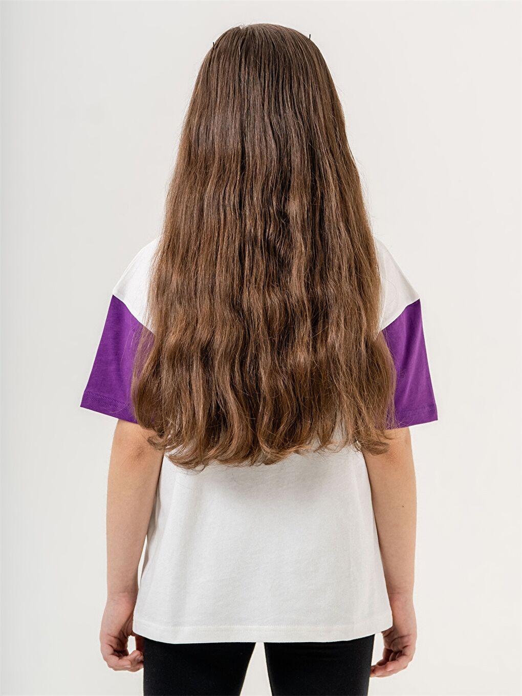 Mor Bisiklet Yaka Baskılı Kız Çocuk Tişört-3