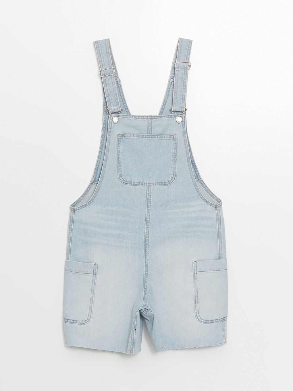 İndigo Kare Yaka Düz Askılı Kadın Jean Salopet-4