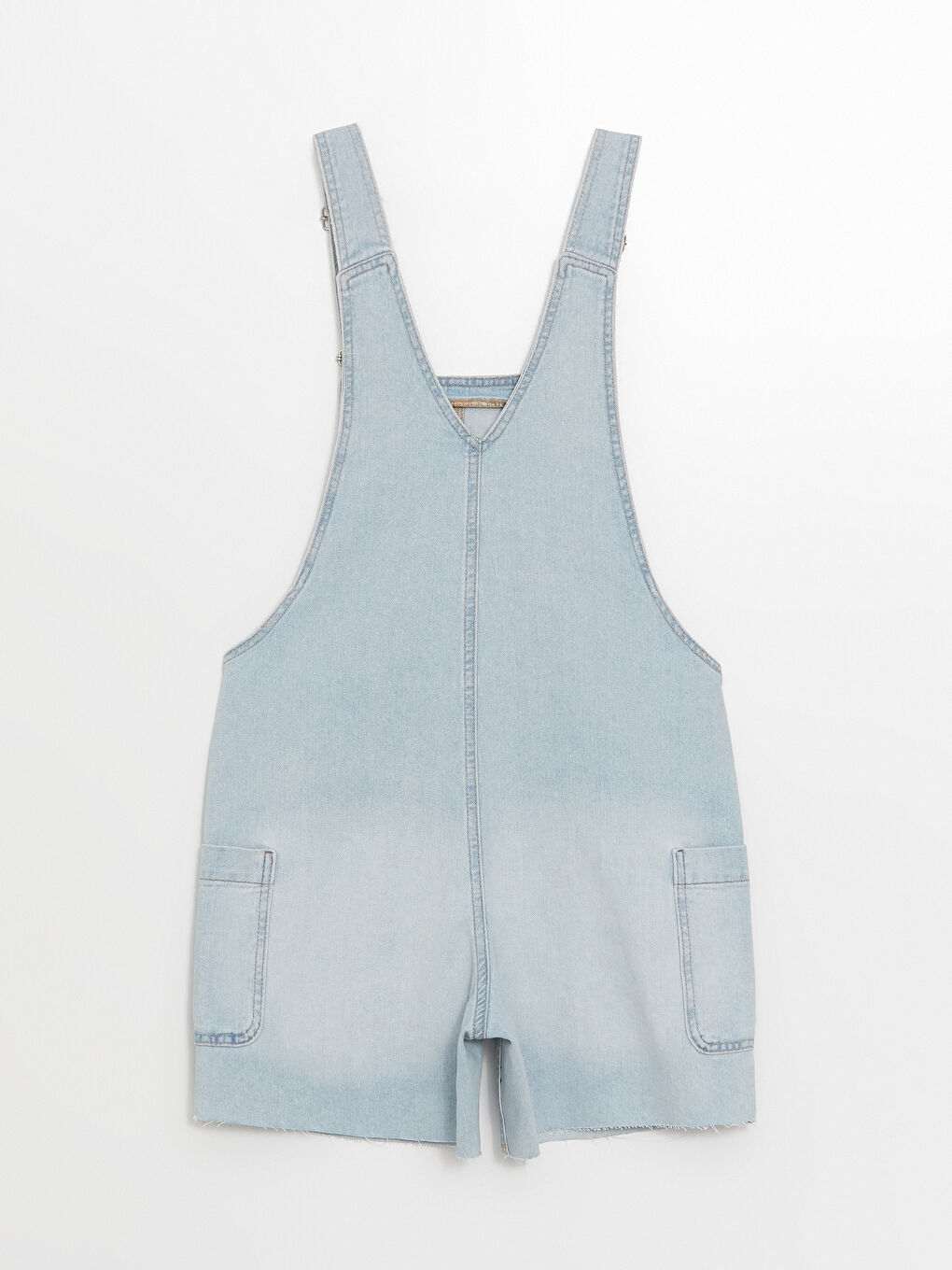 İndigo Kare Yaka Düz Askılı Kadın Jean Salopet-5