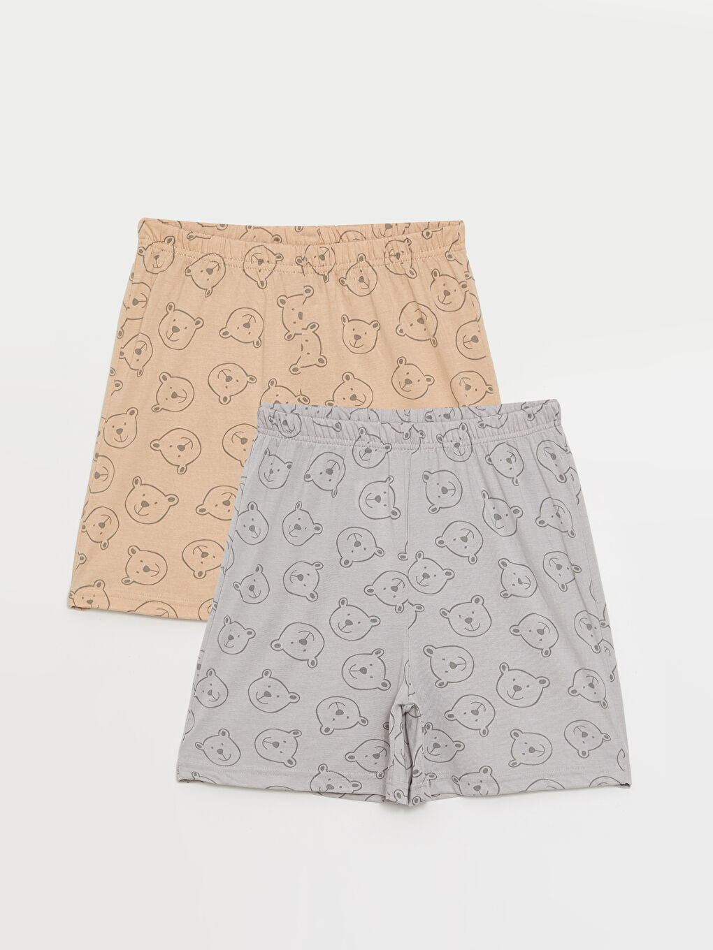 Gri Beli Lastikli Baskılı Kadın 2'li Şort