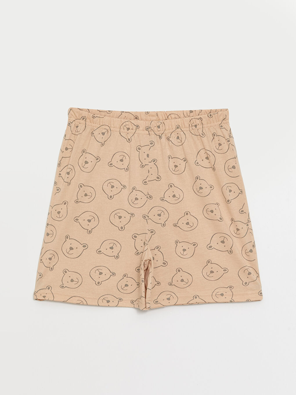 Gri Beli Lastikli Baskılı Kadın 2'li Şort-3