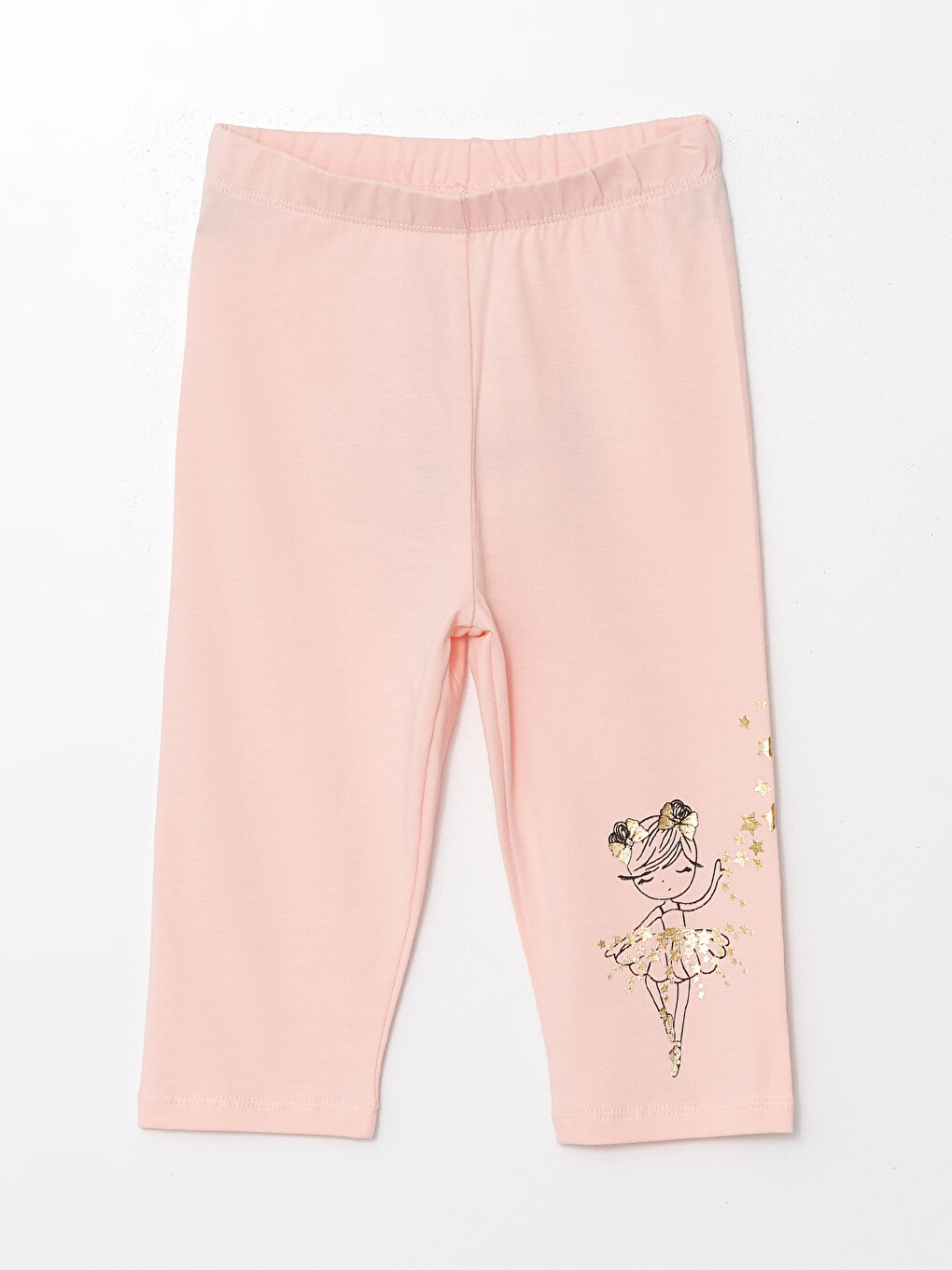 Pembe Beli Lastikli Baskılı Kız Çocuk Tayt
