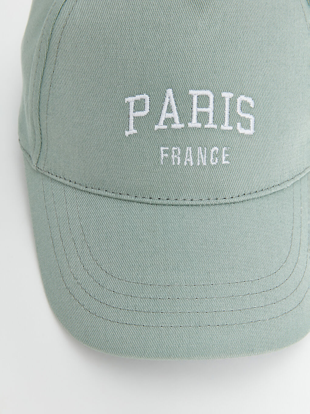 Yeşil Yazı Nakışlı Kadın Kep Şapka-2