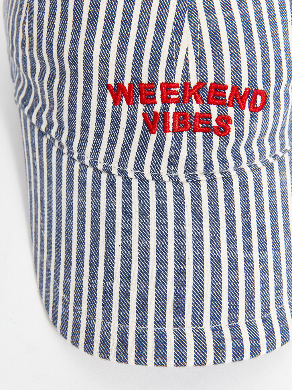 Mavi Yazı Nakışlı Kadın Kep Şapka-4