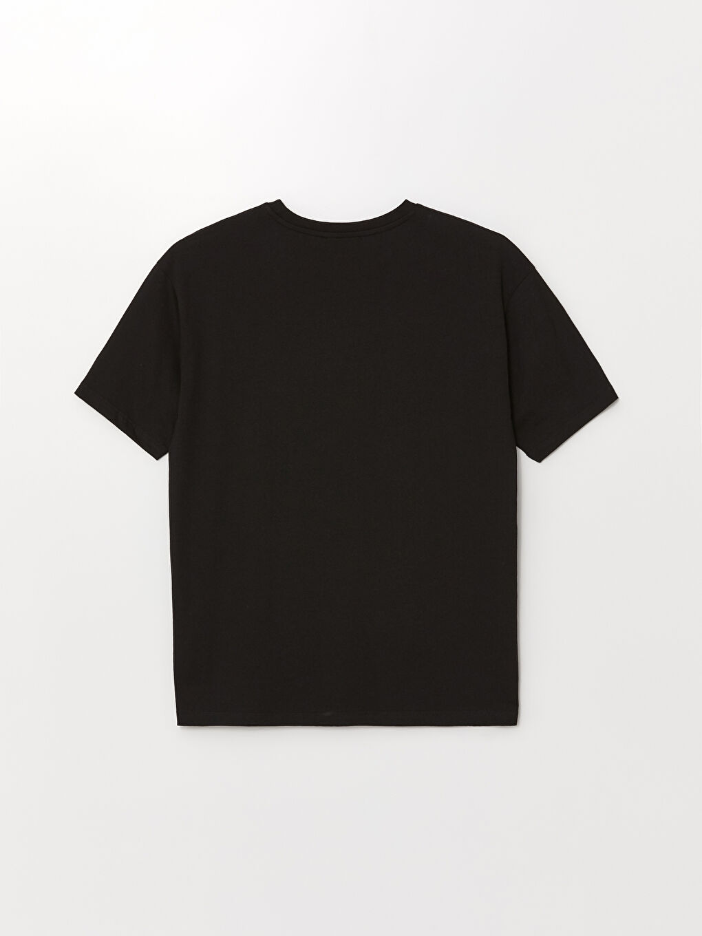 Siyah Bisiklet Yaka Baskılı Kısa Kollu Kadın Tişört-5