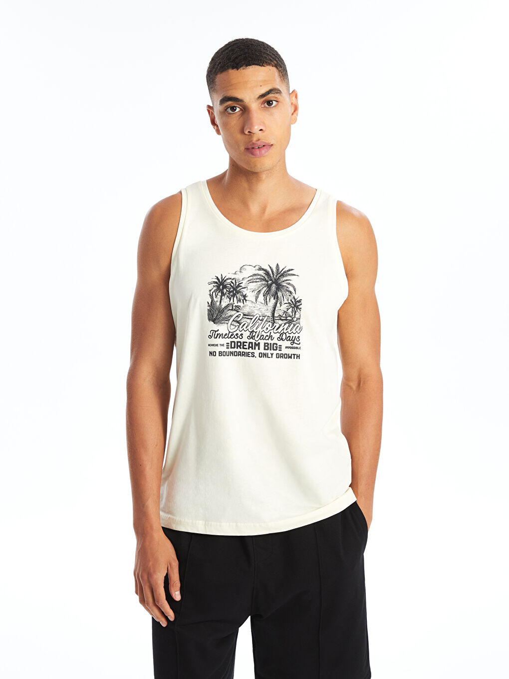 Crew Neck Printed Men's Sleeveless T-Shirt -S4OA13Z8-TB6