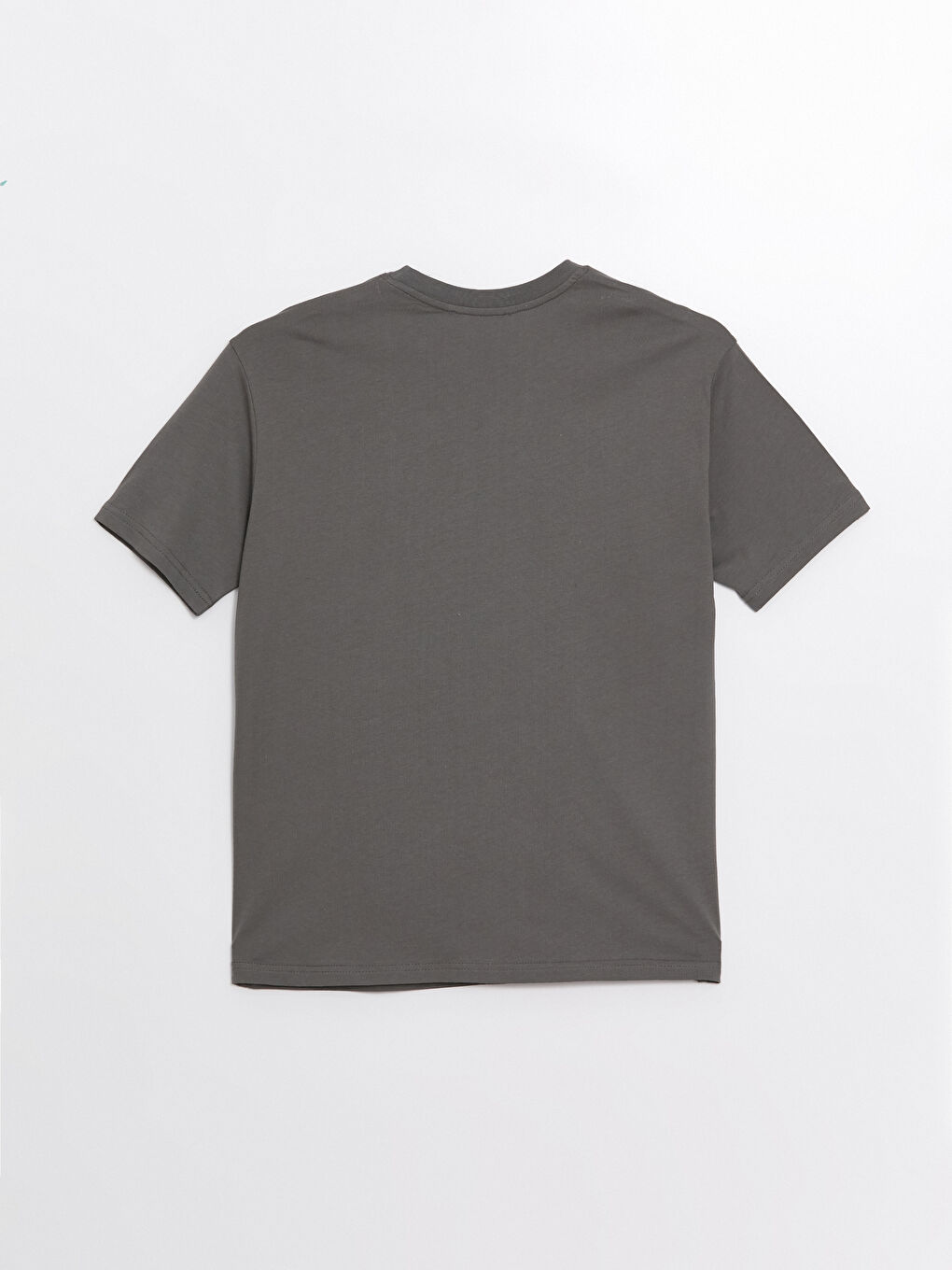 Antrasit Bisiklet Yaka Baskılı Kısa Kollu Oversize Kadın Tişört-5